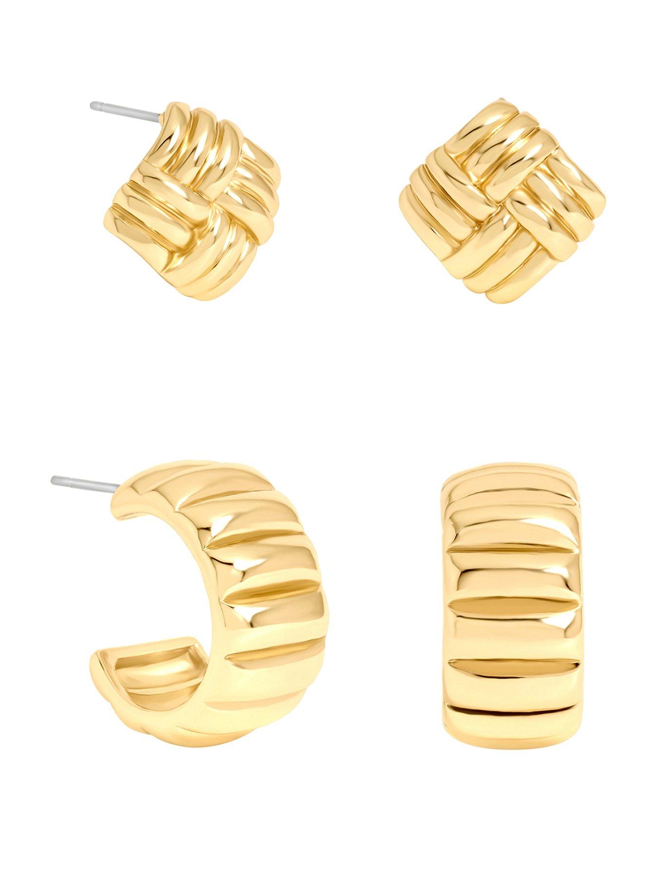Image 1 of 3 of Mood Gold Plated Ridge Multipack Earrings