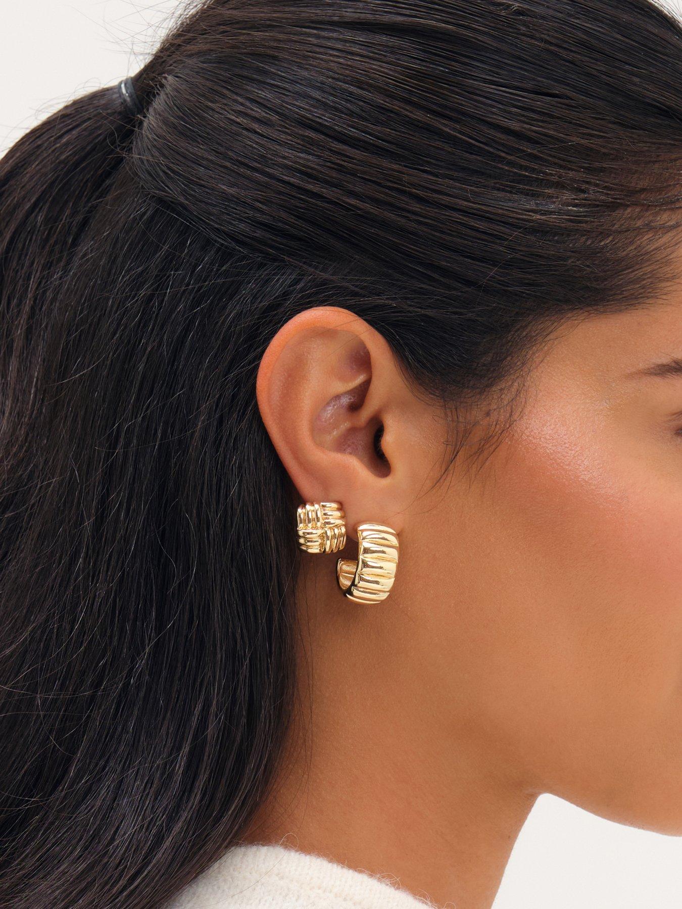 Image 2 of 3 of Mood Gold Plated Ridge Multipack Earrings
