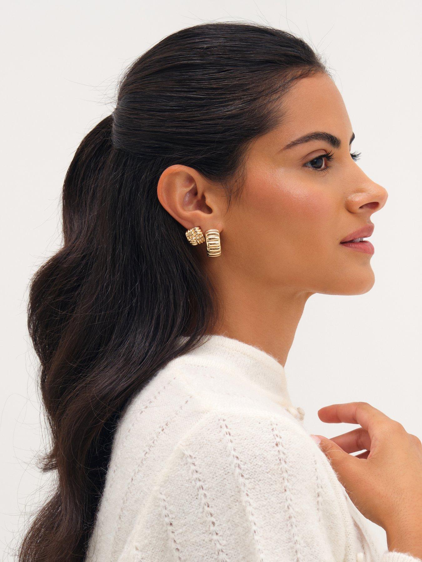 Image 3 of 3 of Mood Gold Plated Ridge Multipack Earrings