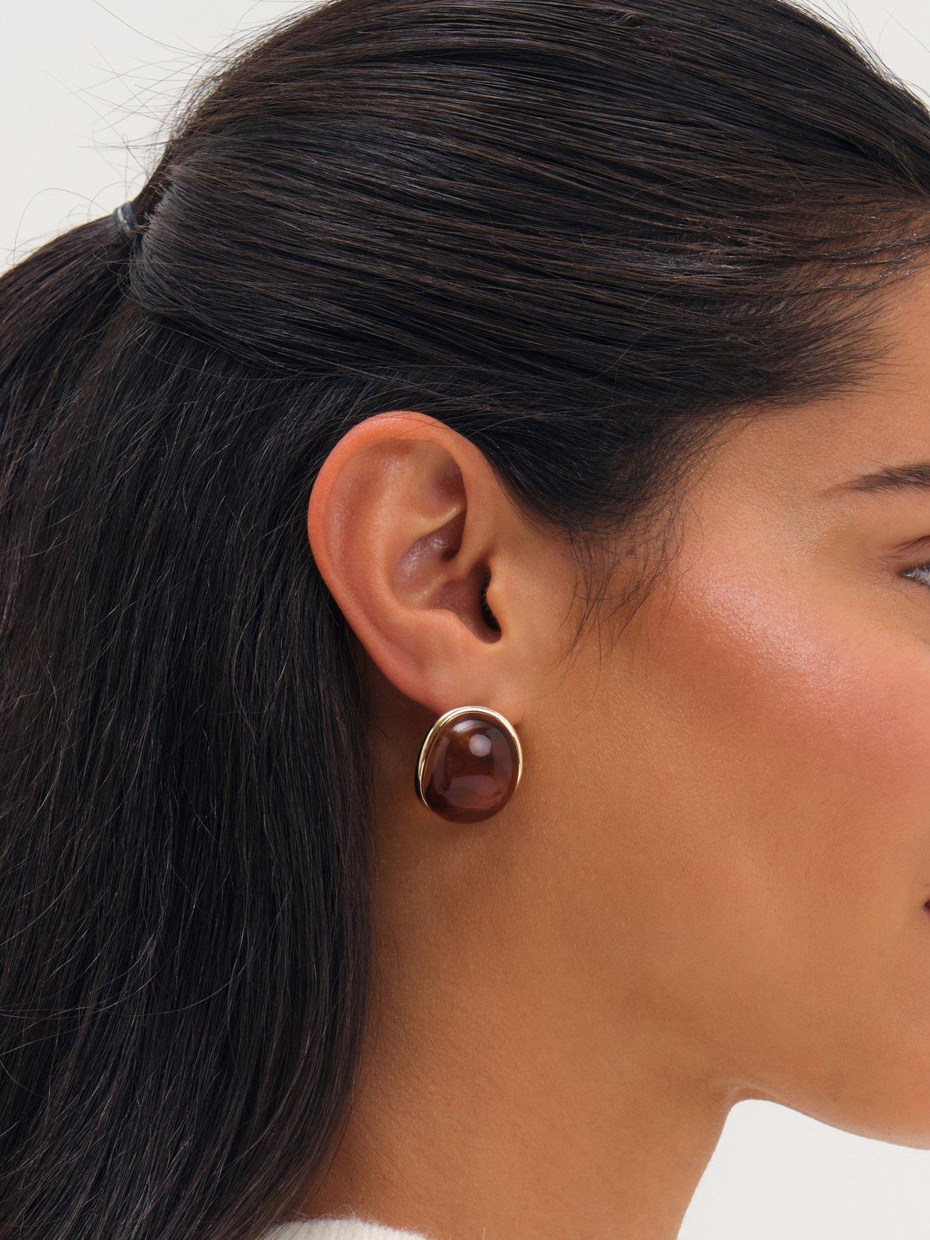 Image 2 of 3 of Mood Gold Plated And Resin Curve Stud Earrings