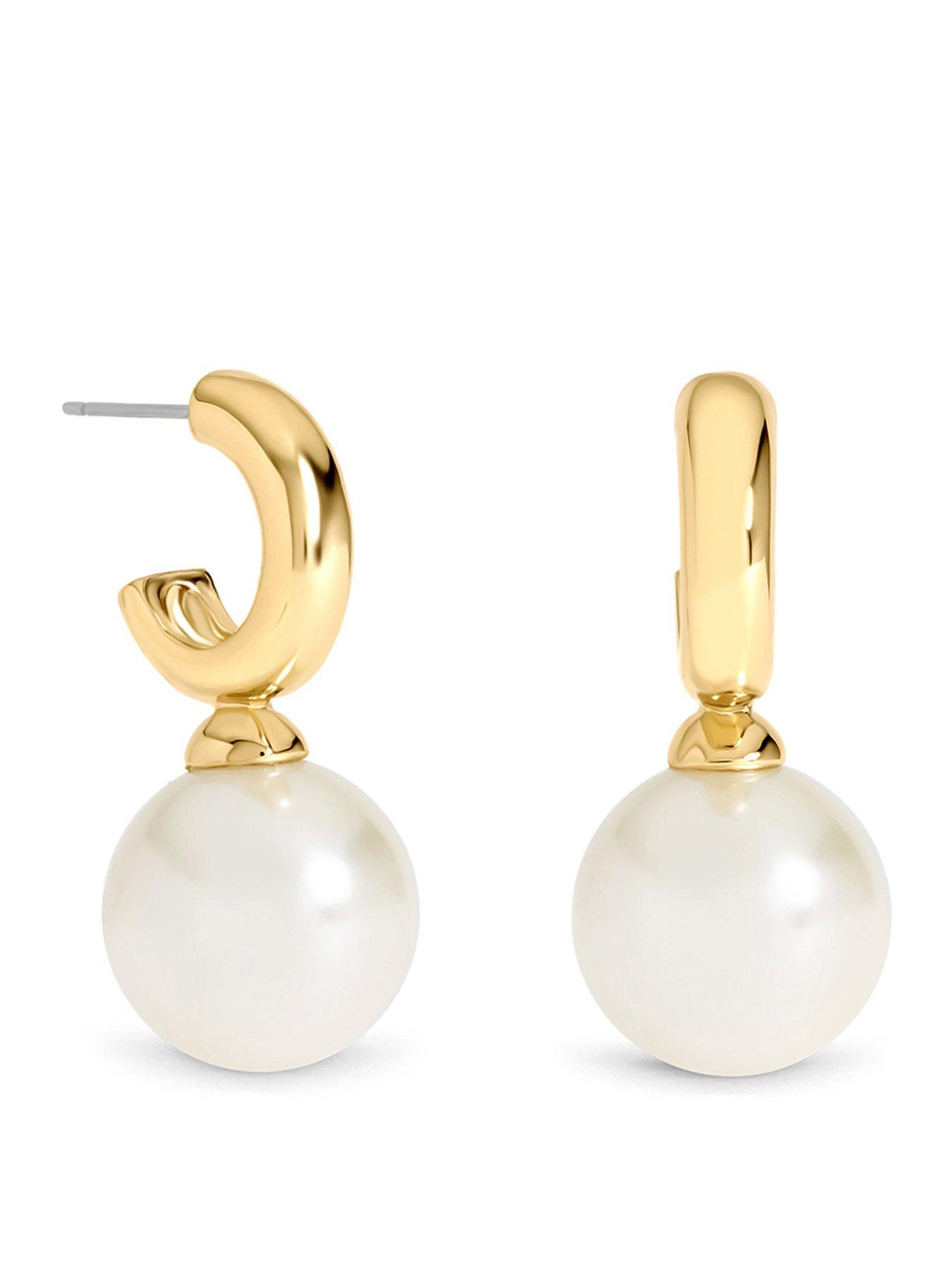 Image 1 of 2 of Mood Gold Plated And Pearl Hoop Earrings