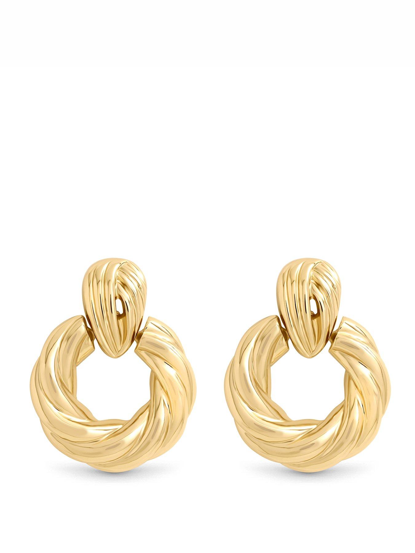 Mood Mood Gold Plated Ridge Door Knocker Earrings