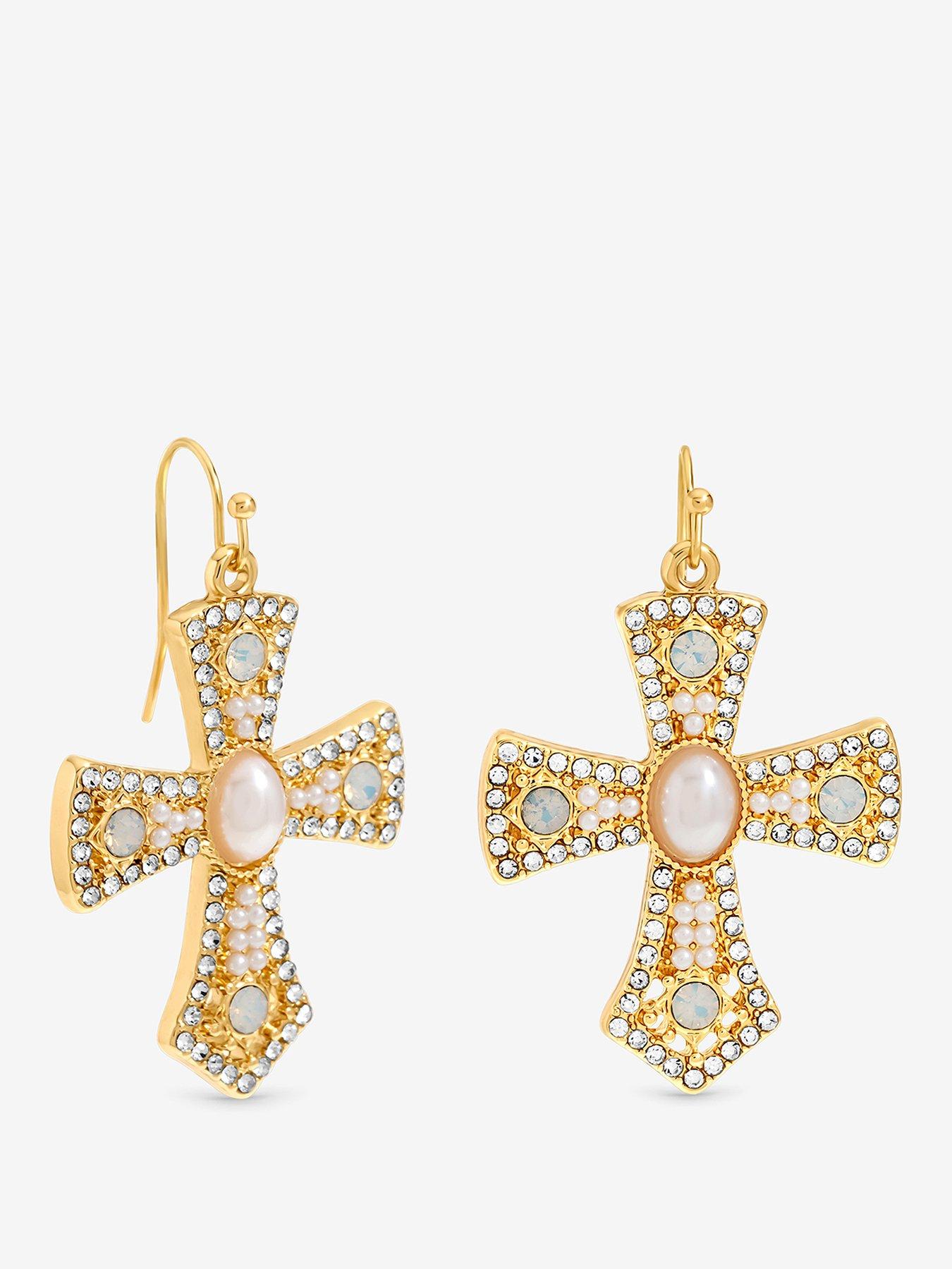 Mood Gold Plated Cross Earrings