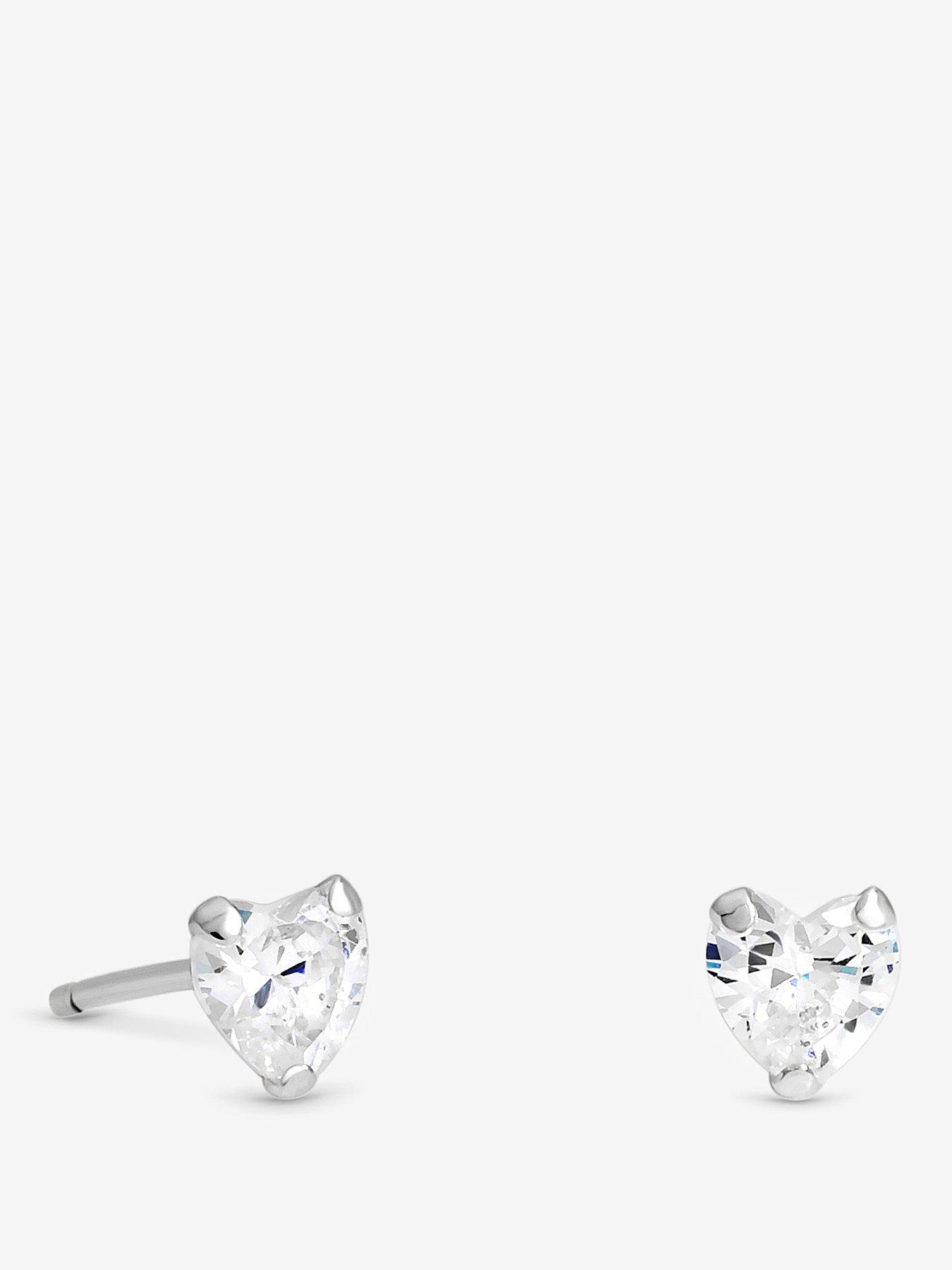 Simply Silver 925 Sterling Silver Mini 5mm Cubic Zirconia Heart Studs