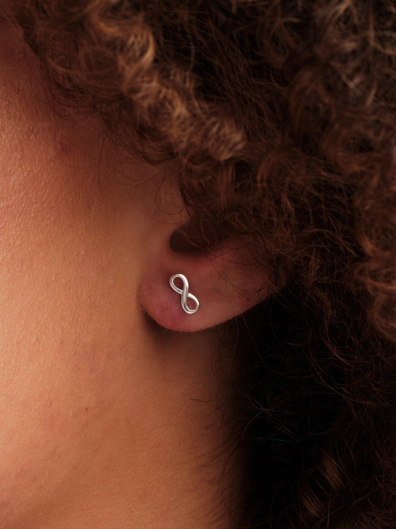 Image 2 of 4 of Simply Silver Simply Silver 925 Sterling Silver Mini Infinity Stud Earrings
