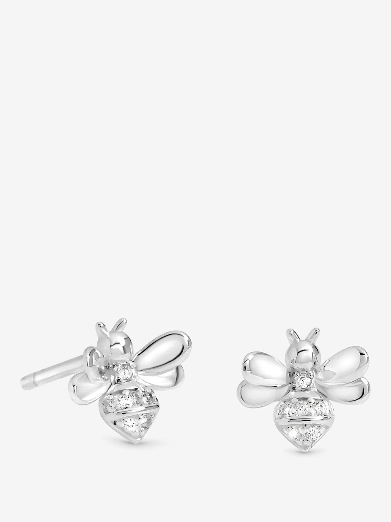 Simply Silver Simply Silver 925 Sterling Silver Polished Bee Stud Earrings