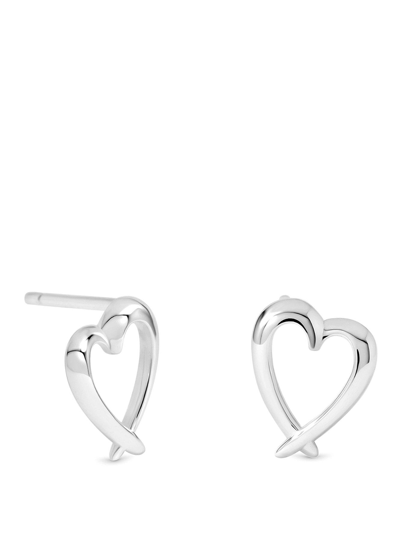 Simply Silver Simply Silver 925 Sterling Silver Crossover Heart Stud Earrings