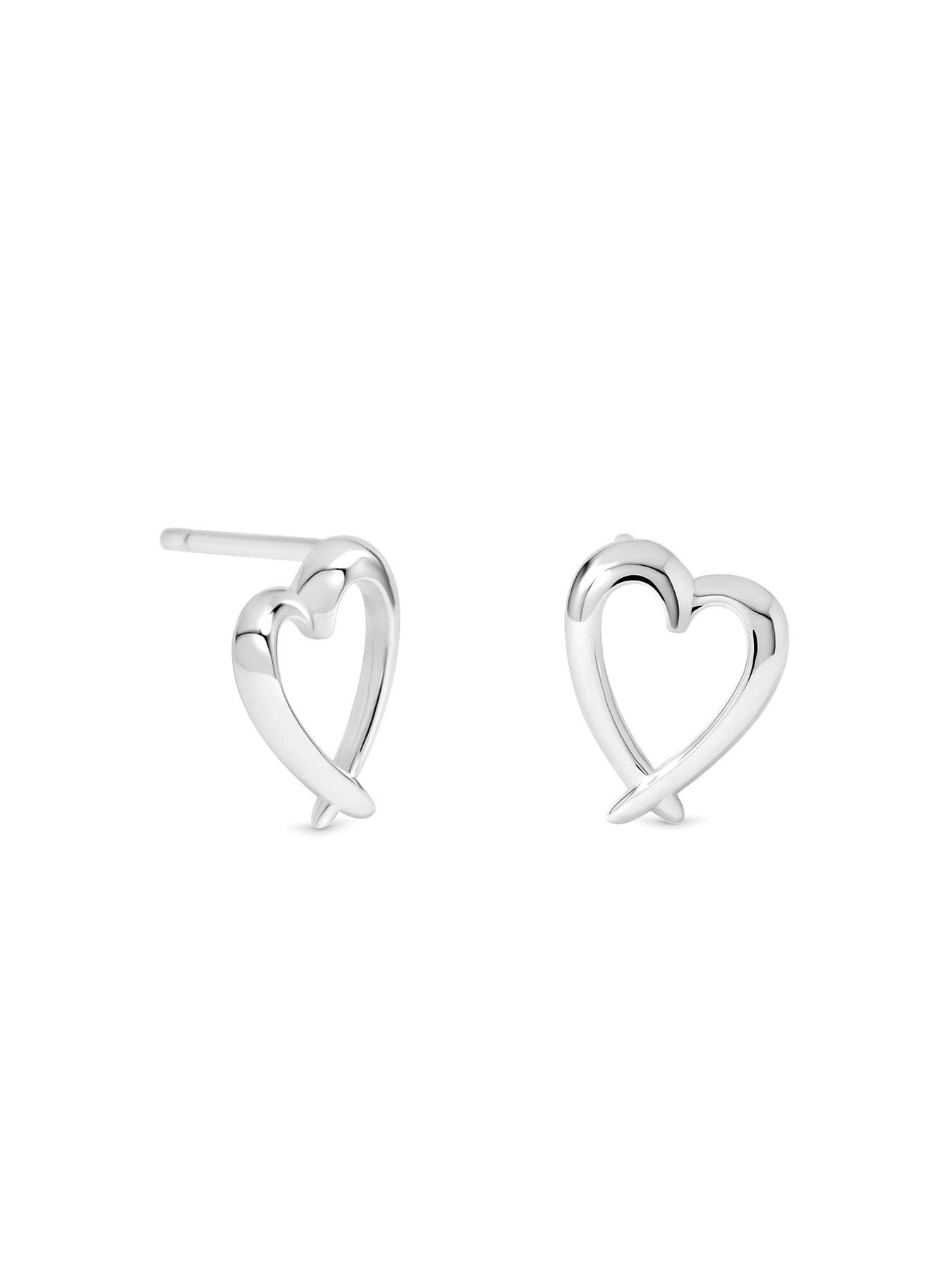 Image 3 of 3 of Simply Silver 925 Sterling Silver Crossover Heart Stud Earrings