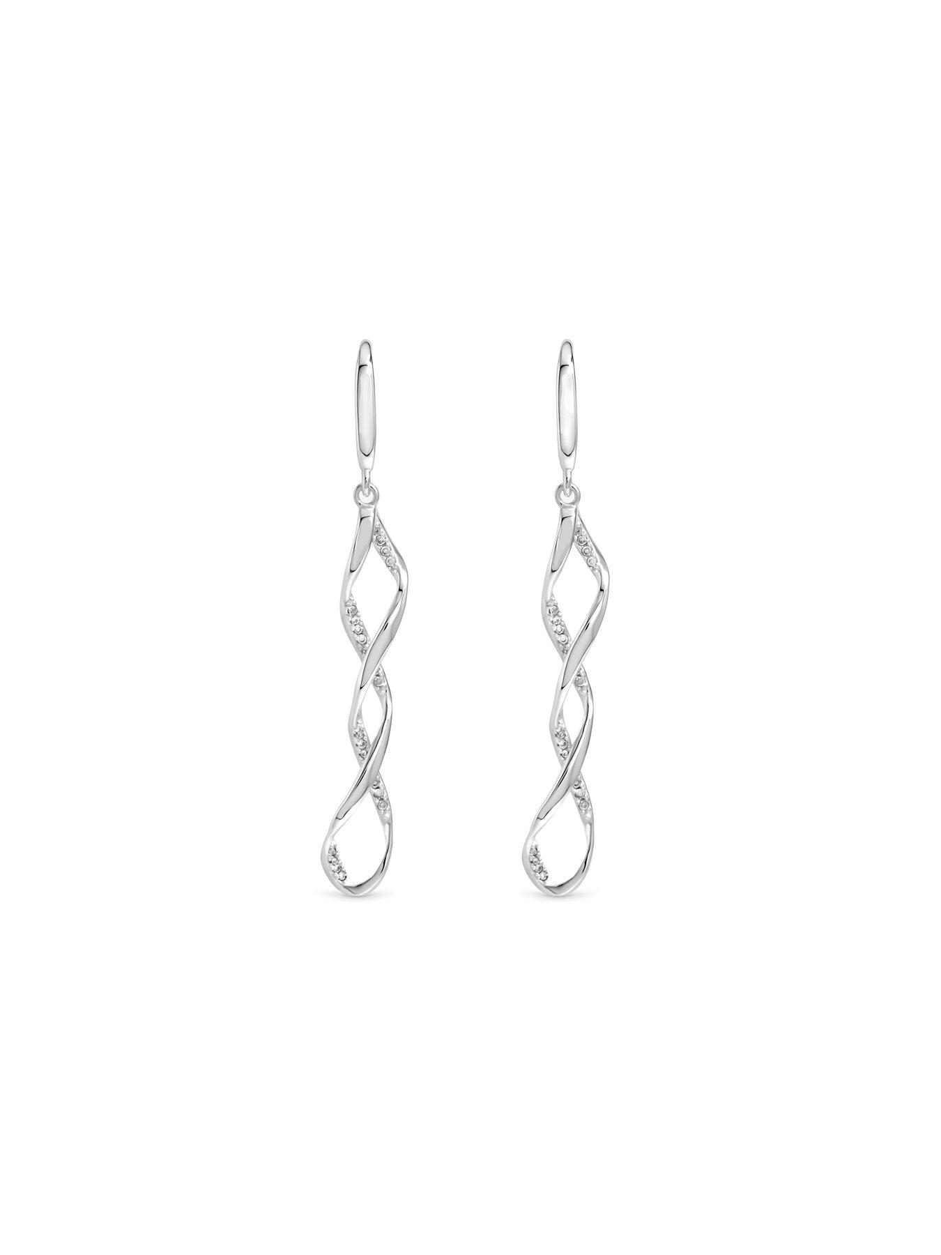 Image 2 of 3 of Simply Silver 925 Sterling Silver Cubic Zirconia Wrapped In Love Earrings