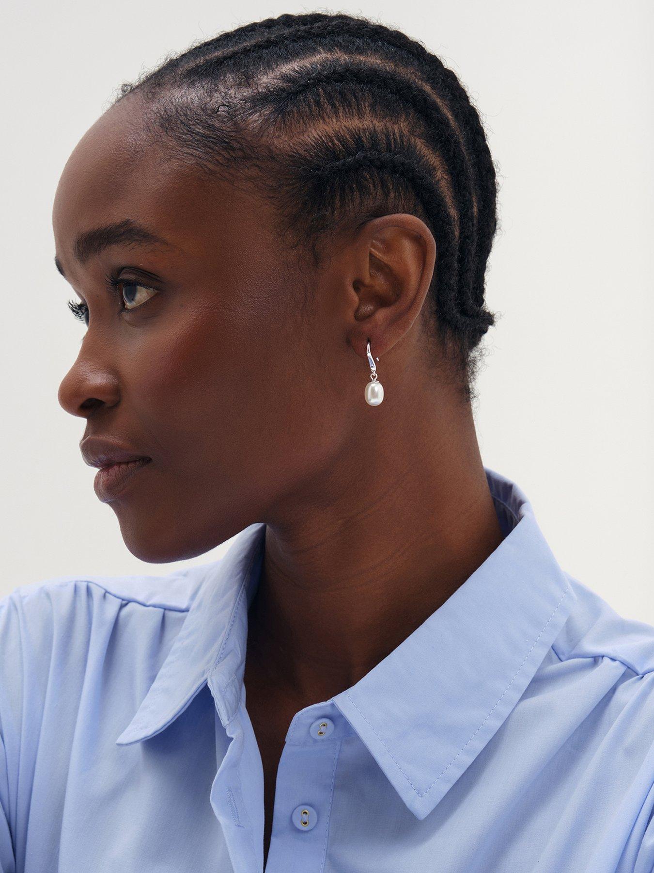 Simply Silver Simply Silver 925 Sterling Silver Freshwater Pearl Drop Earrings