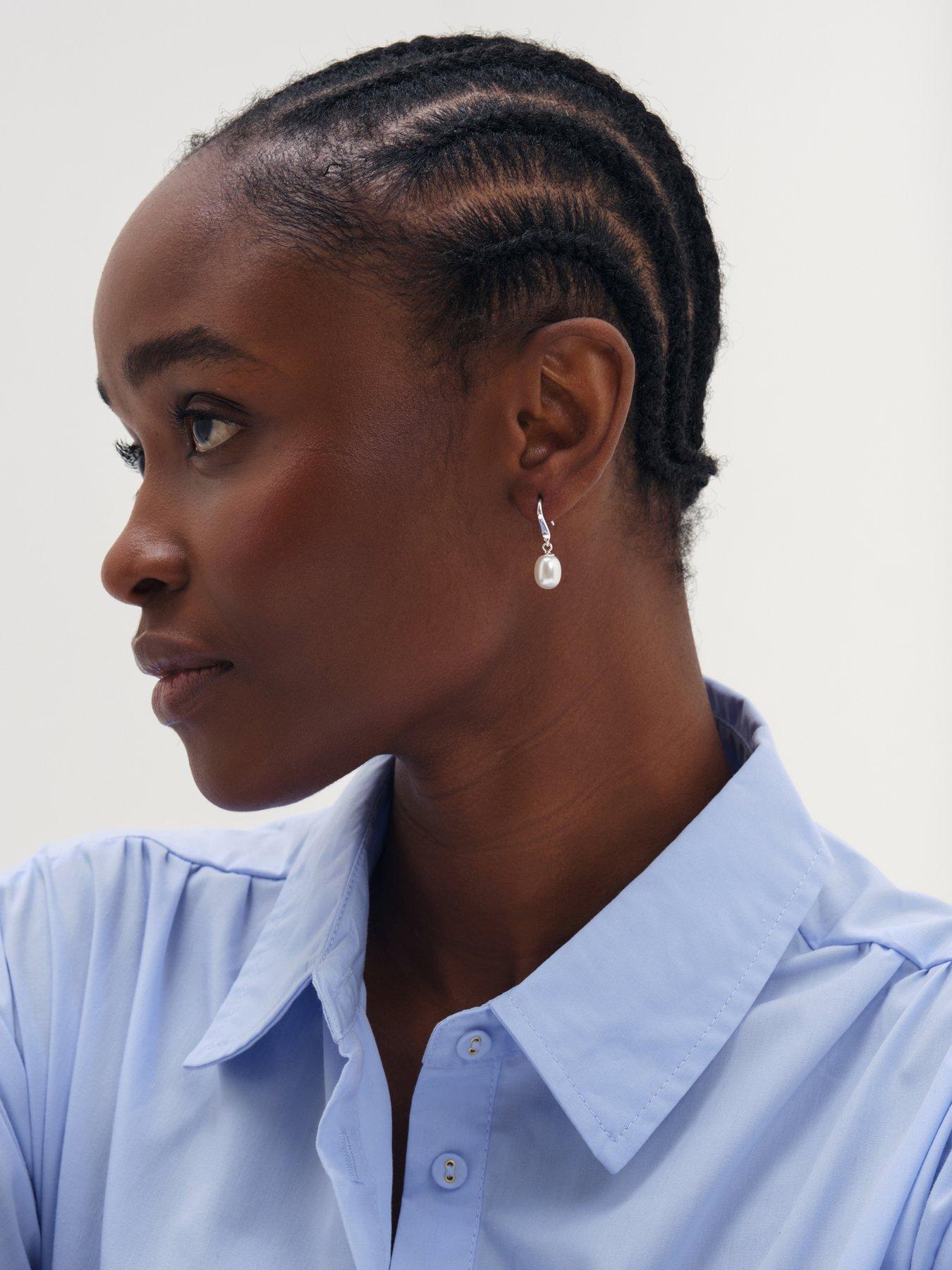 Image 3 of 3 of Simply Silver Simply Silver 925 Sterling Silver Freshwater Pearl Drop Earrings