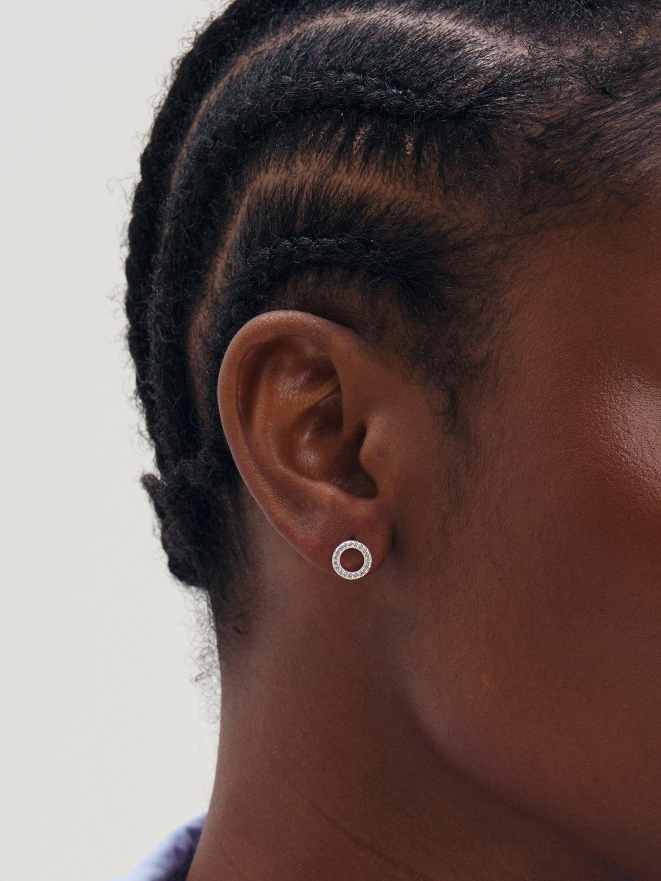 Image 2 of 3 of Simply Silver 925 Sterling Silver Cubic Zirconia Open Circle Stud Earrings