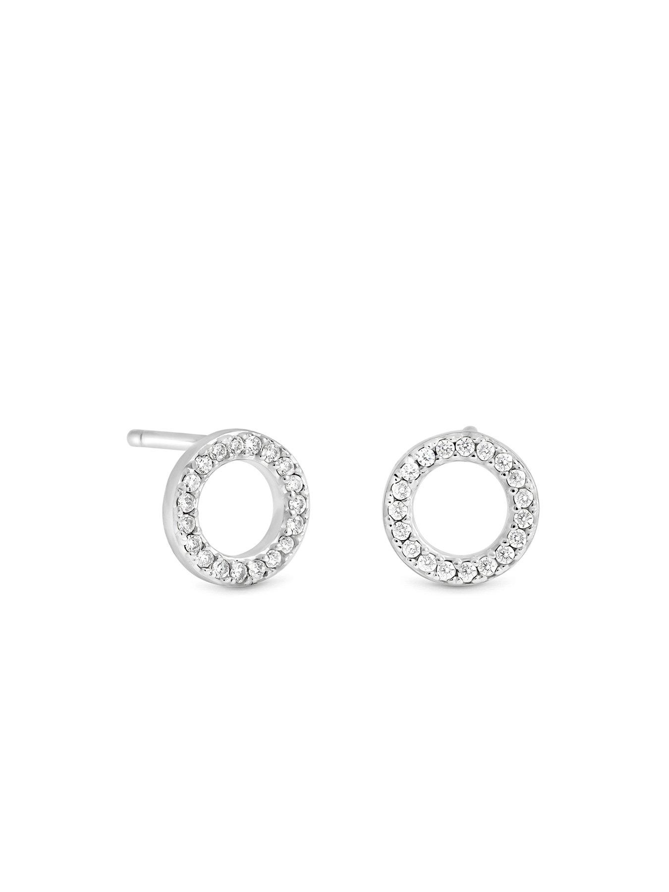 Image 3 of 3 of Simply Silver 925 Sterling Silver Cubic Zirconia Open Circle Stud Earrings