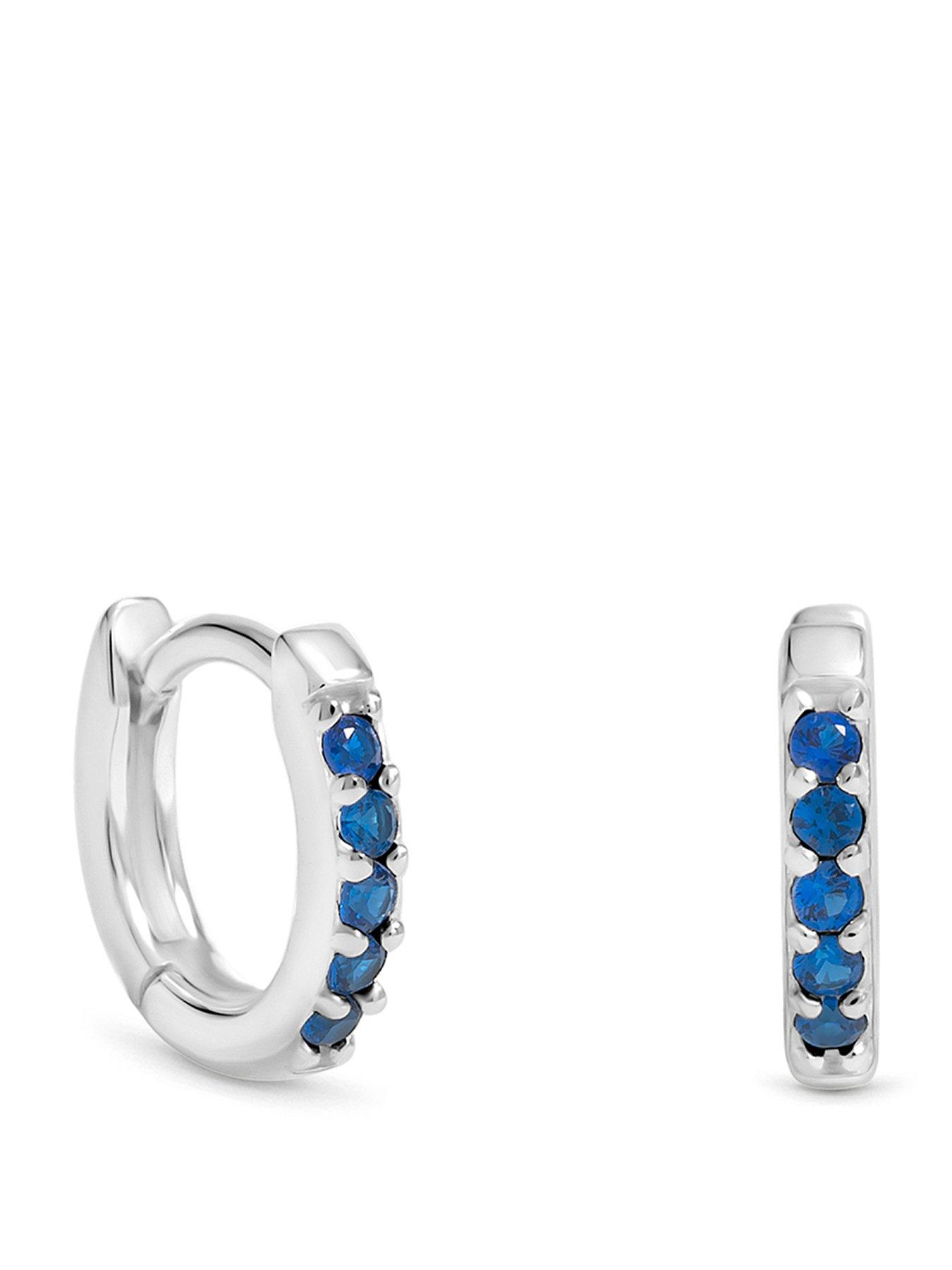 Simply Silver Simply Silver 925 Sterling Silver Sapphire Mini 10mm Hoops