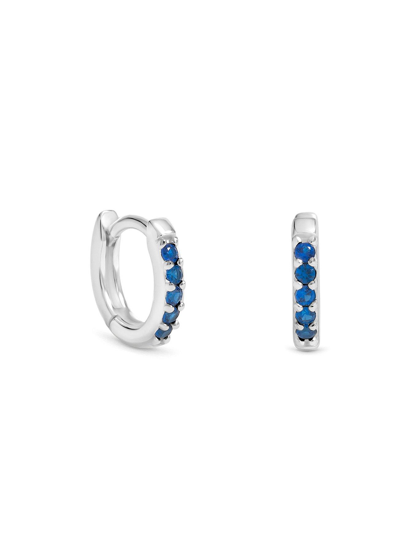 Image 3 of 3 of Simply Silver 925 Sterling Silver Sapphire Mini 10mm Hoops