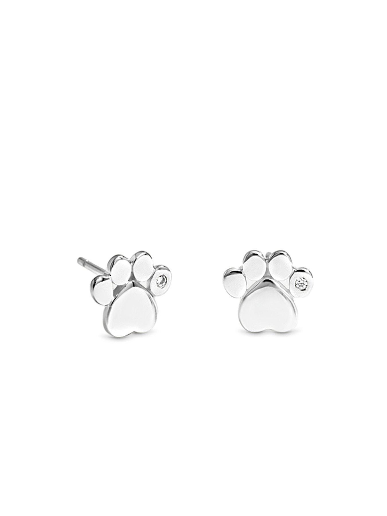 Image 3 of 3 of Simply Silver 925 Sterling Silver Paw Print Stud Earrings