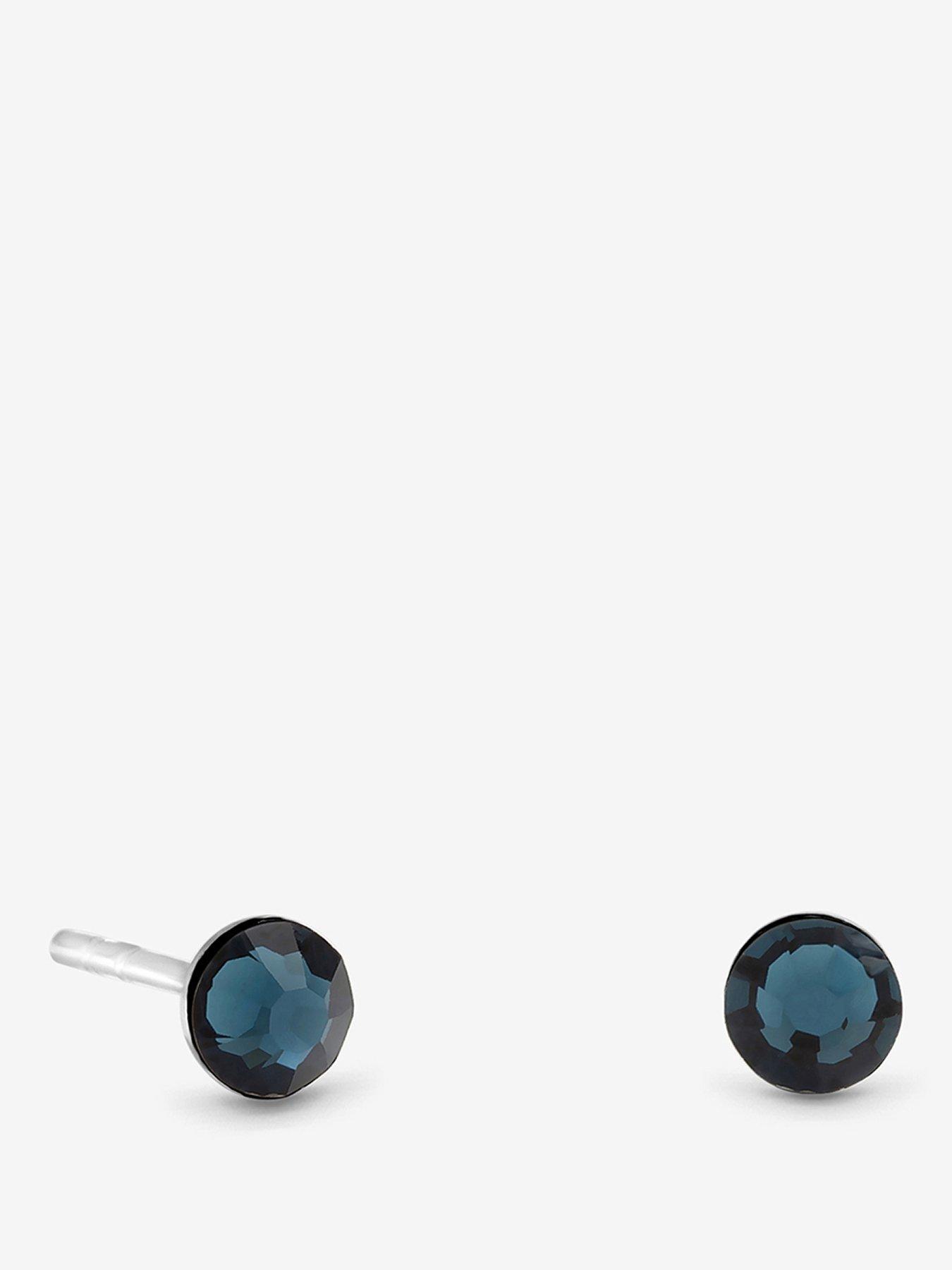 Simply Silver 925 Sterling Silver 4mm Blue Montanna Studs