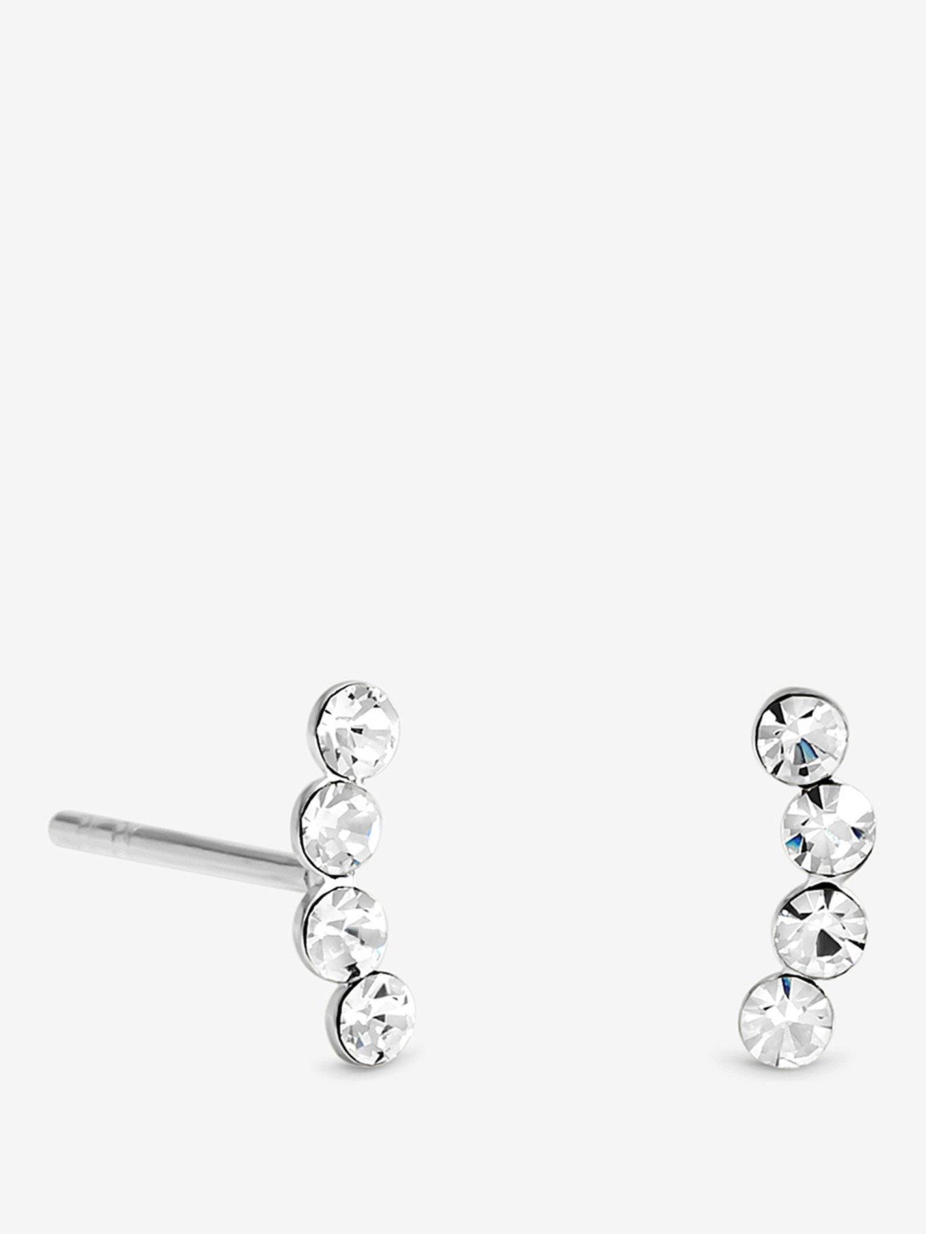 Jon Richard Simply Silver 925 Sterling Silver Crystal Climber Studs