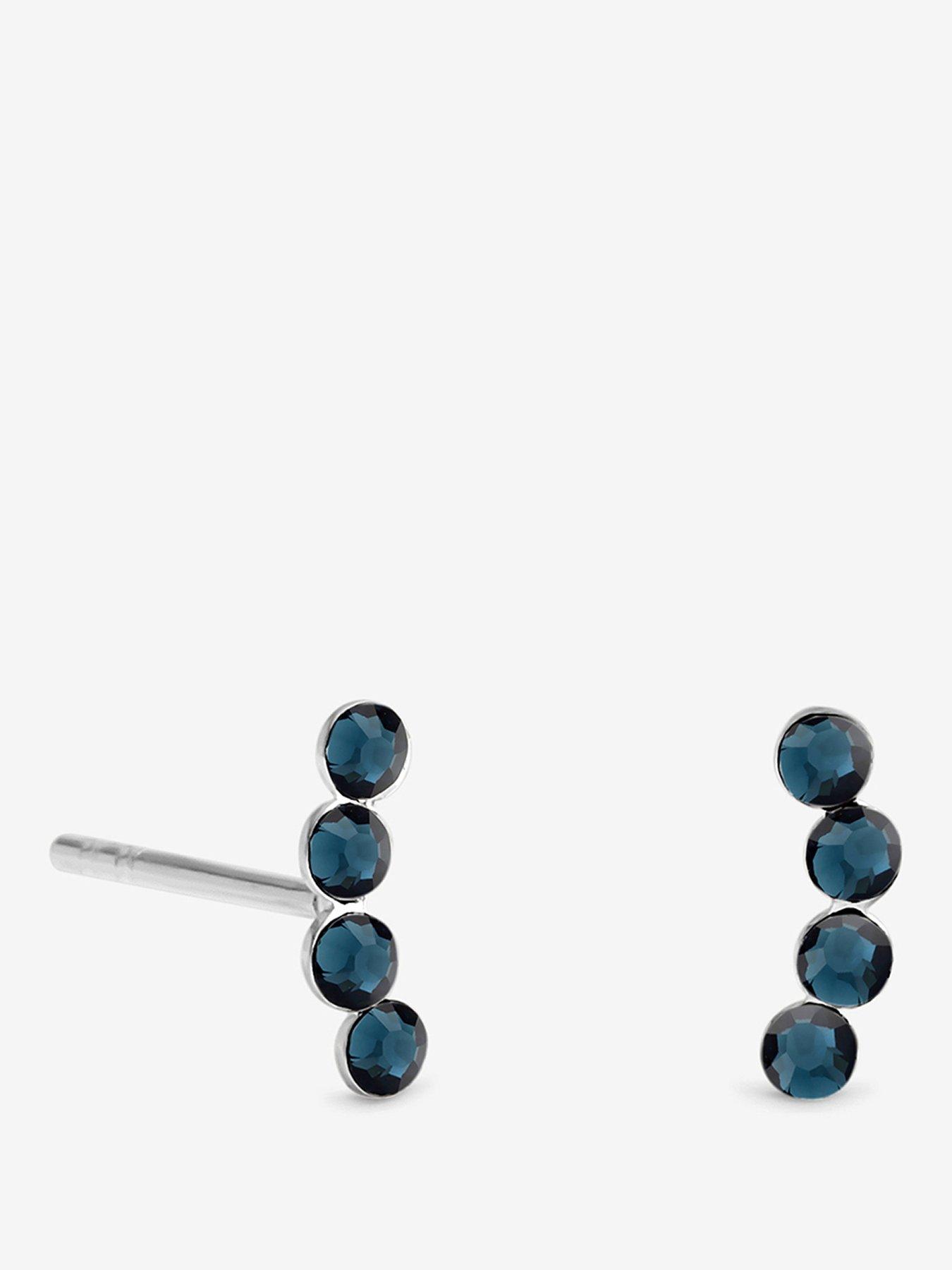 Jon Richard Simply Silver 925 Sterling Silver Blue Climber Studs