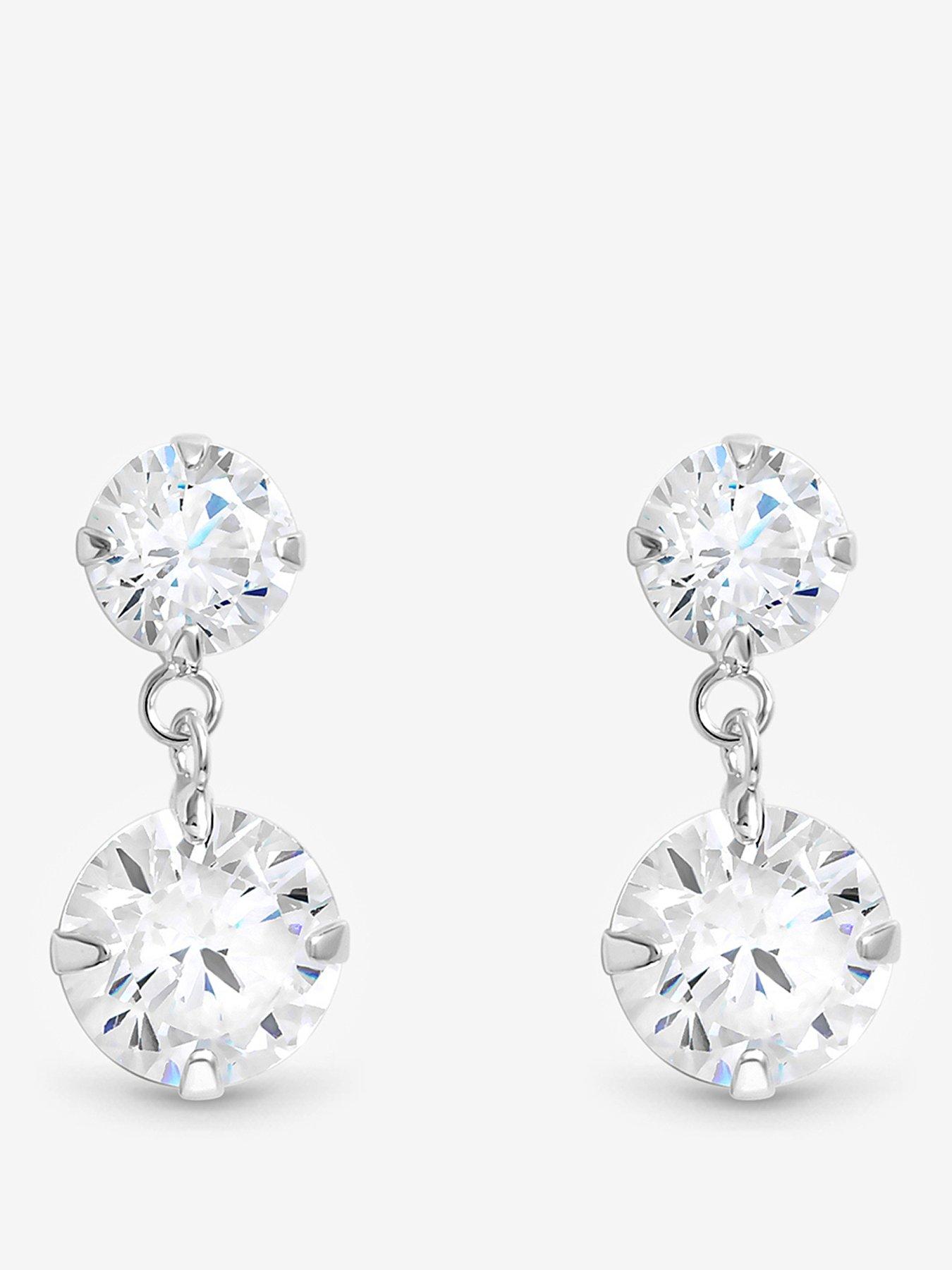 Simply Silver Simply Silver 925 Sterling Silver Crystal Drop Earrings