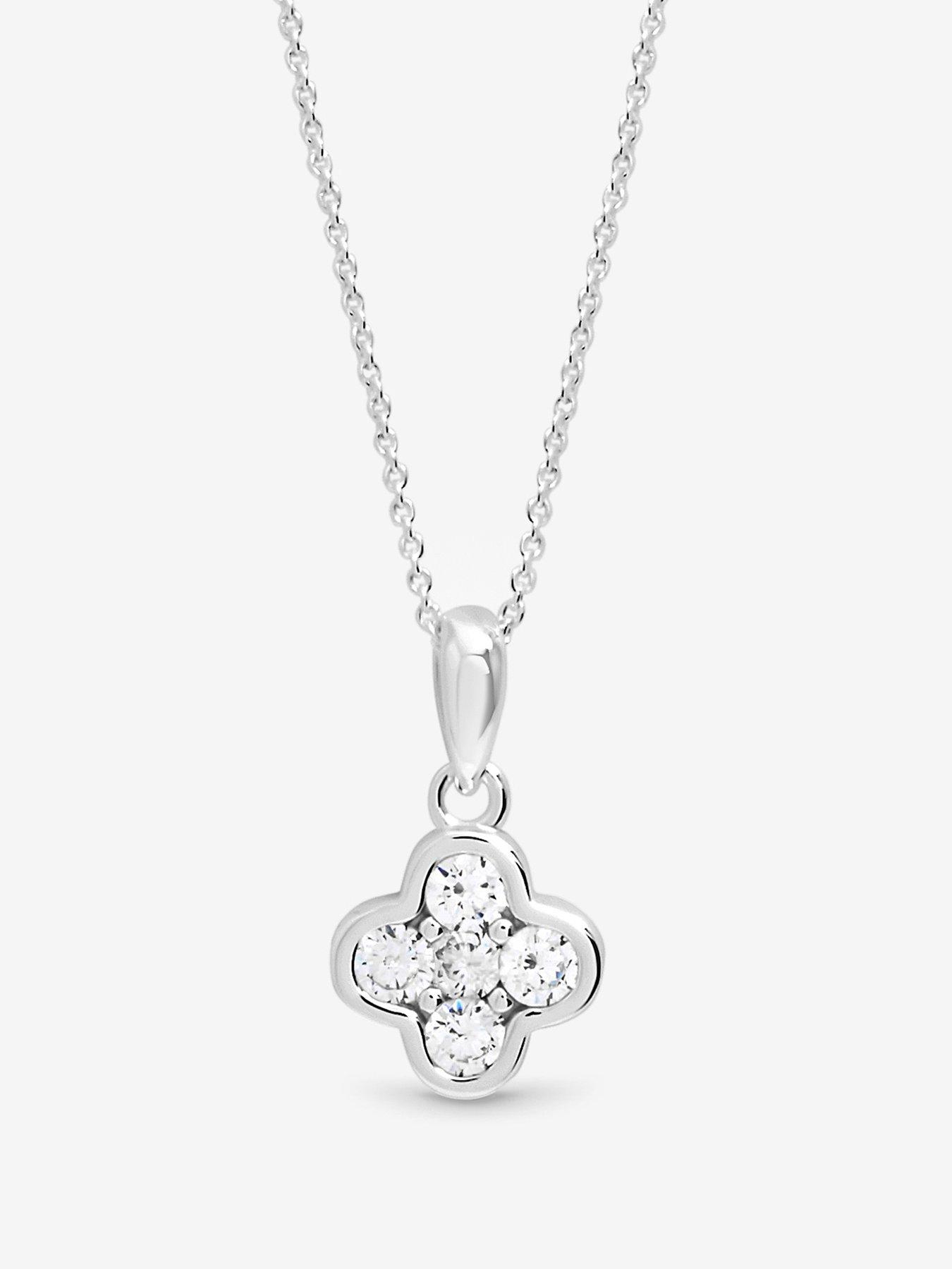 Image 1 of 1 of Simply Silver 925 Sterling Silver Cubic Zirconia Clover Pendant - Gift Pouch