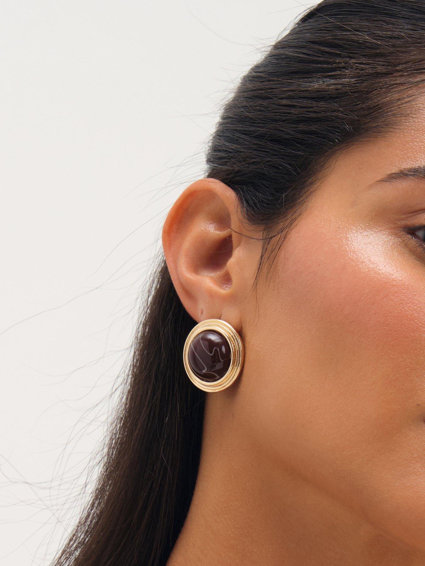 Image 2 of 3 of Mood Gold Plated Resin Stud Earrings