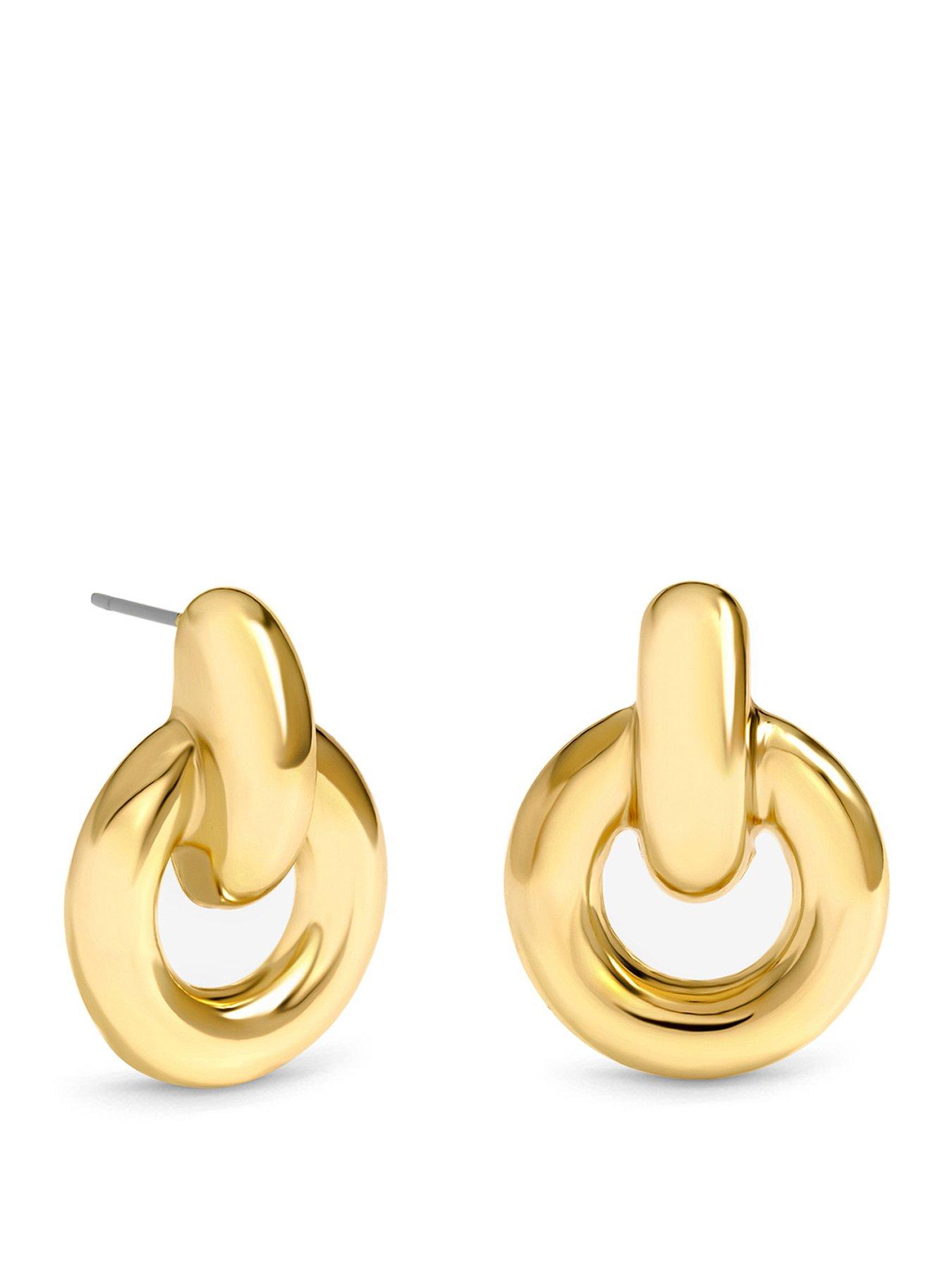 Image 1 of 3 of Mood Mood Gold Plated Door Knocker Polished Earrings
