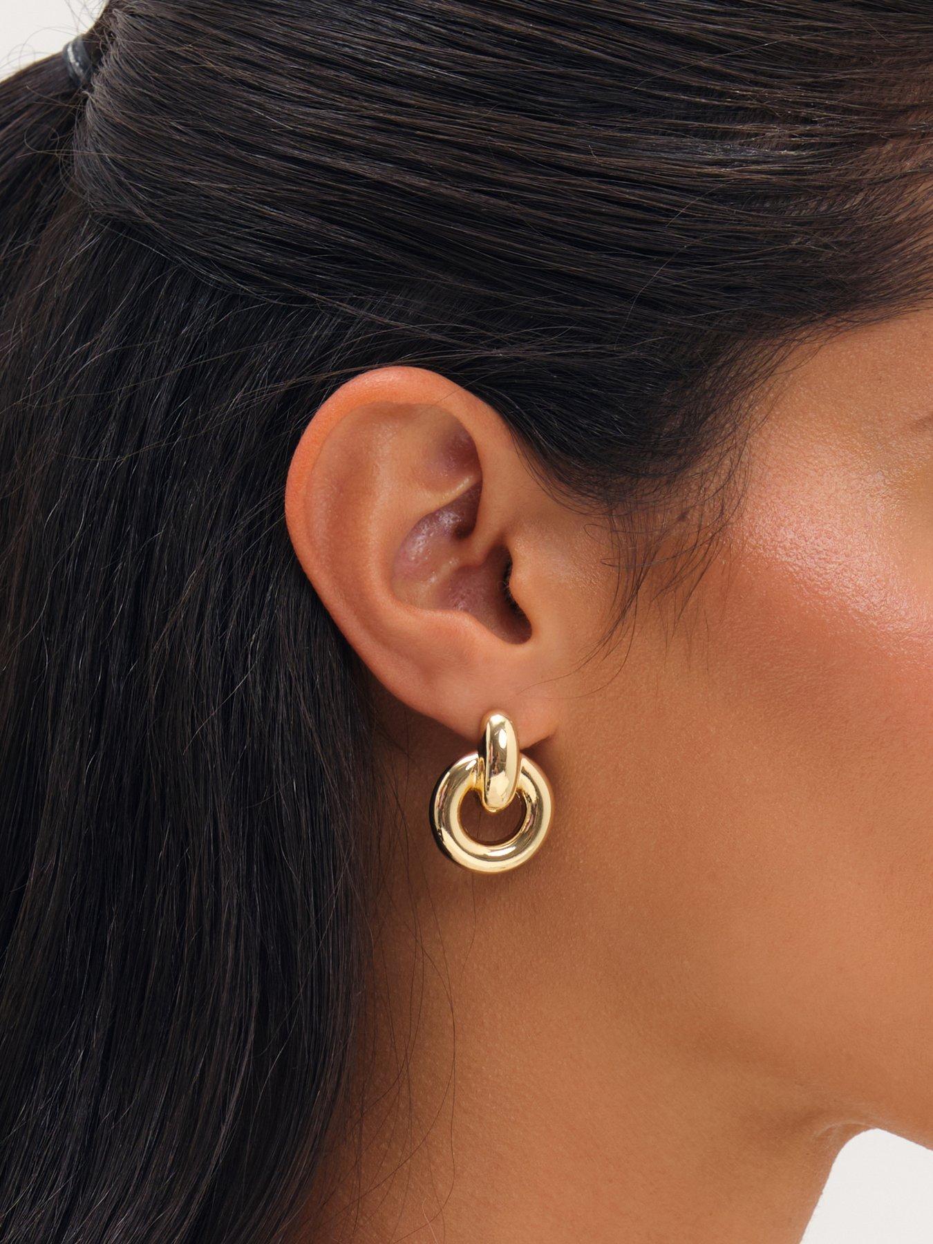 Image 2 of 3 of Mood Mood Gold Plated Door Knocker Polished Earrings
