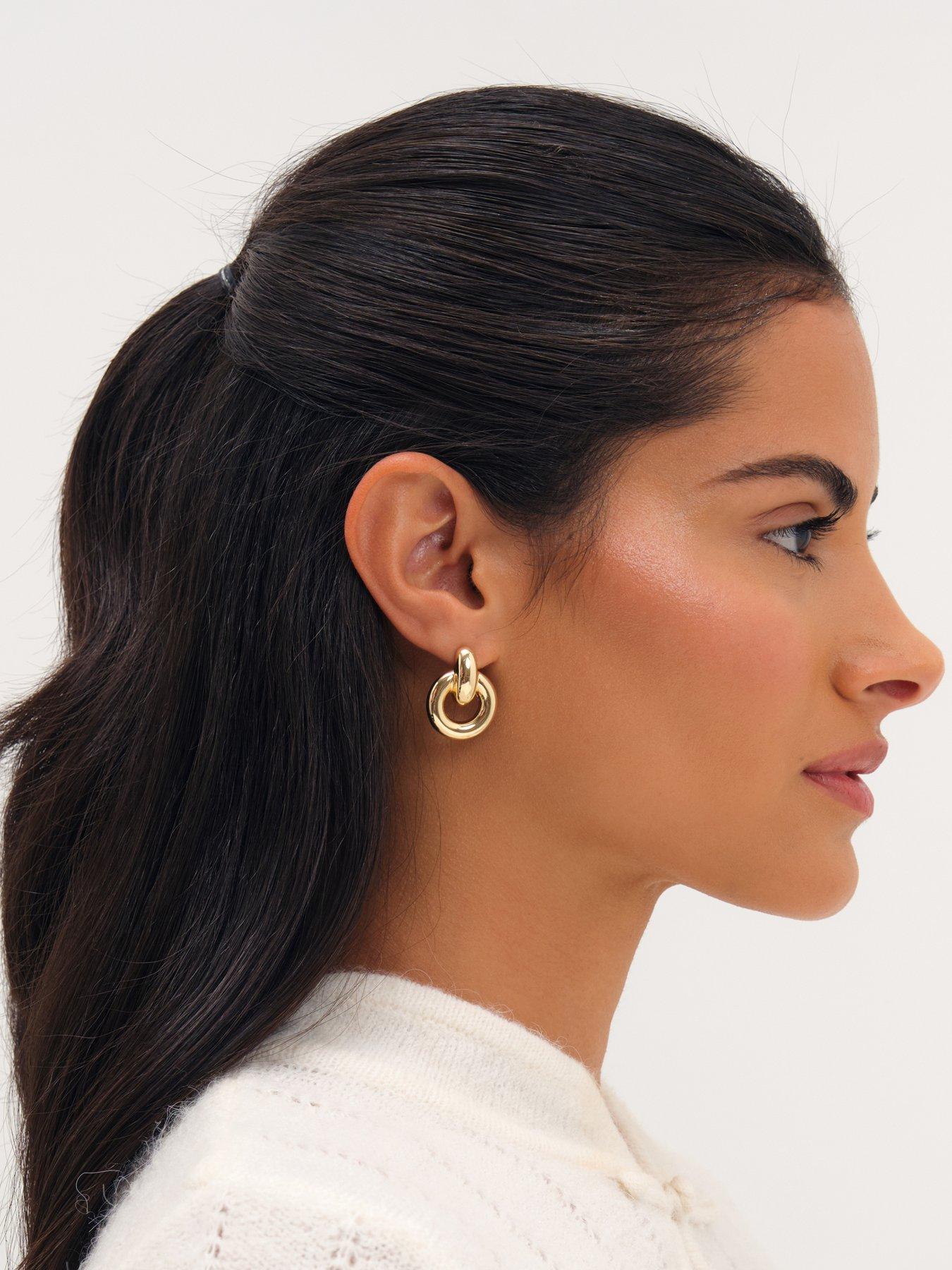 Image 3 of 3 of Mood Mood Gold Plated Door Knocker Polished Earrings