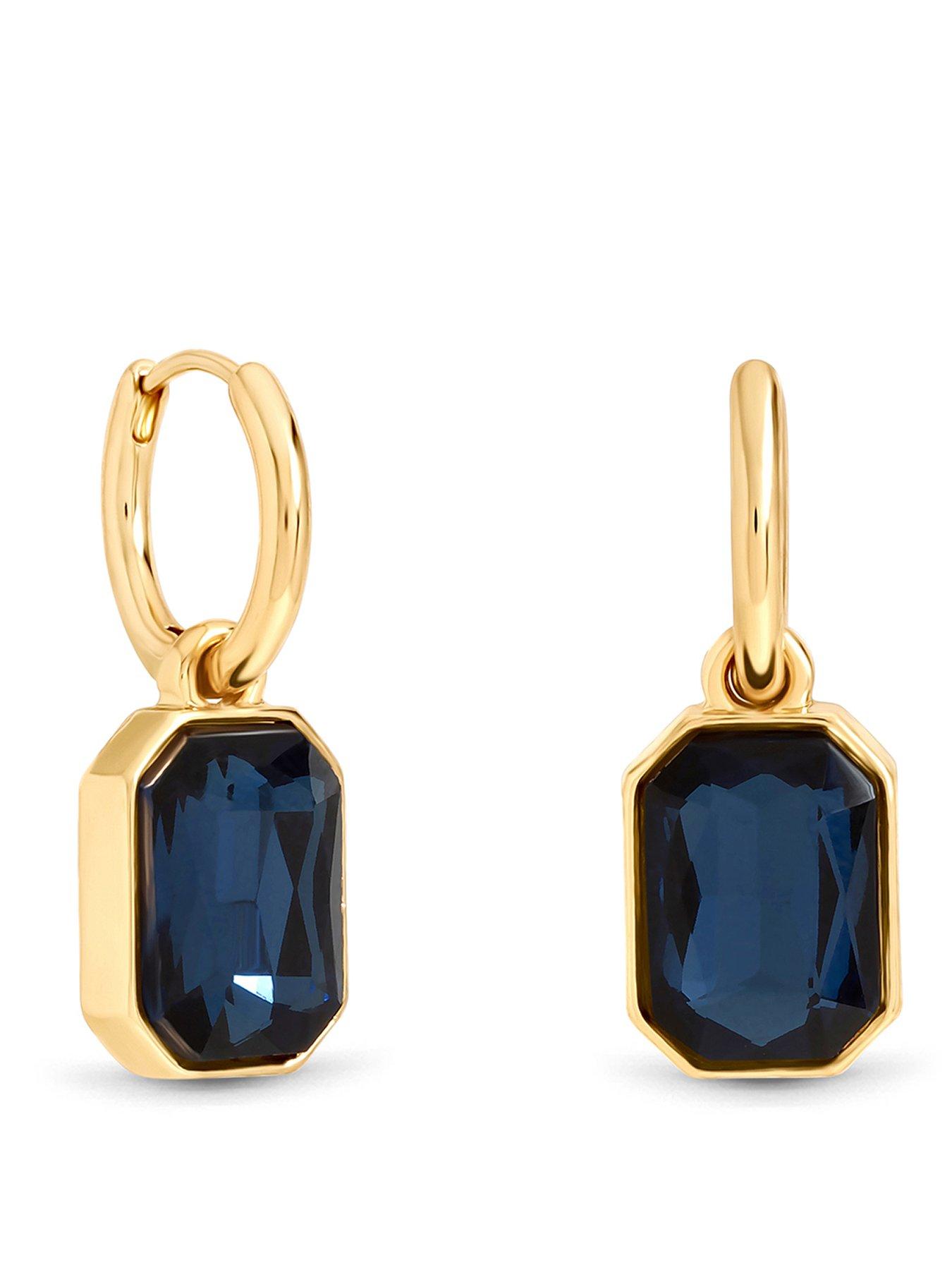 Image 1 of 3 of Mood Mood Gold Plated And Blue Drop Earrings