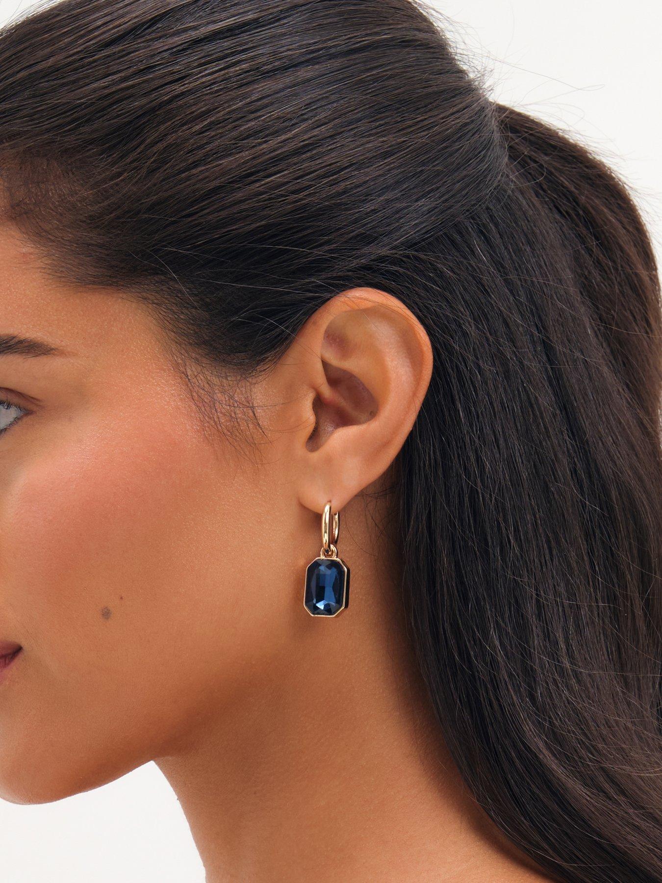 Image 2 of 3 of Mood Mood Gold Plated And Blue Drop Earrings