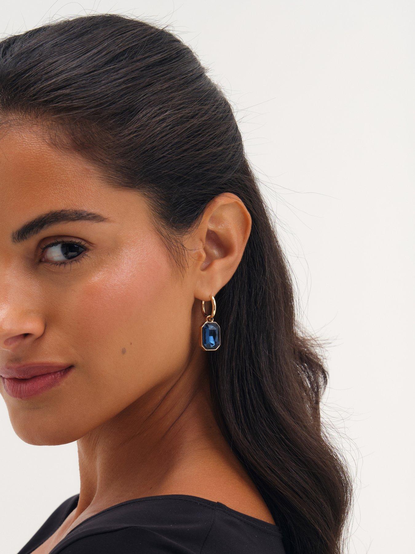 Image 3 of 3 of Mood Mood Gold Plated And Blue Drop Earrings