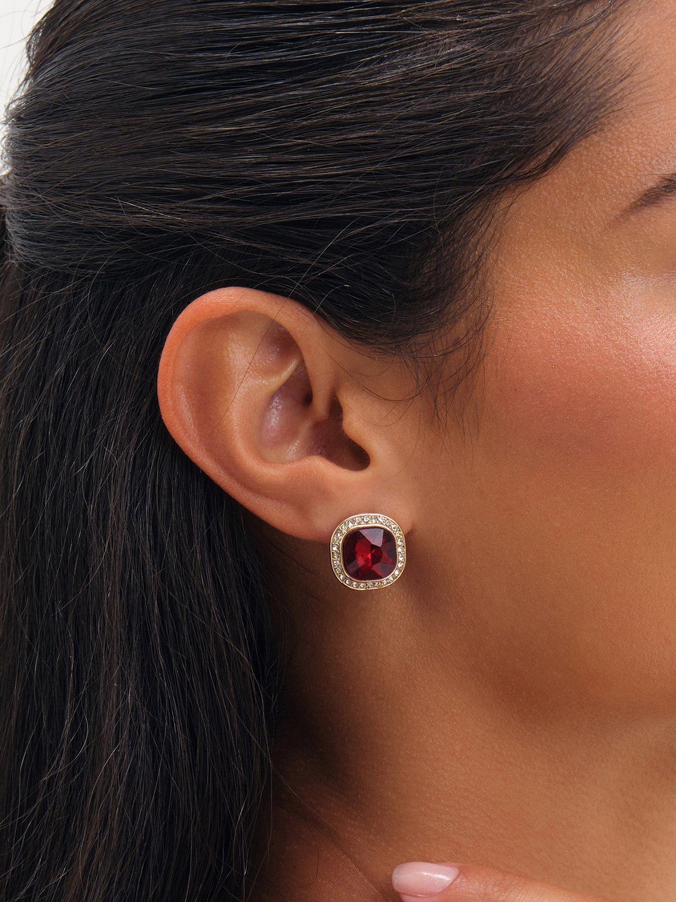 Jon Richard Gold Plated And Red Stud Earrings