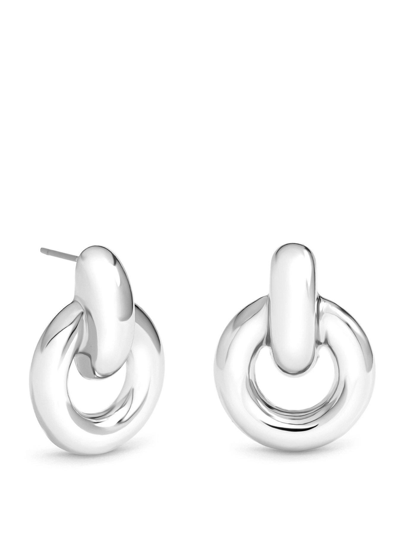 Mood Mood Silver Plated Door Knocker Polished Earrings