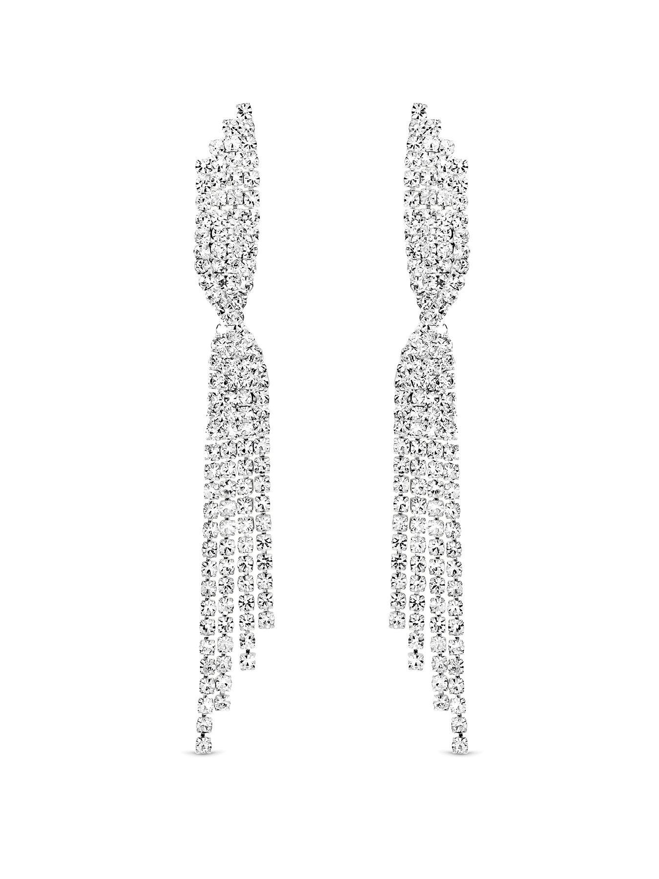 Mood Mood Silver Plated And Crystal Twist Drop Diamante Earrings