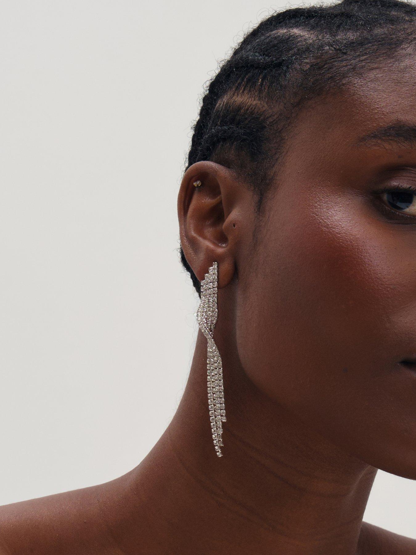 Image 2 of 3 of Mood Mood Silver Plated And Crystal Twist Drop Diamante Earrings