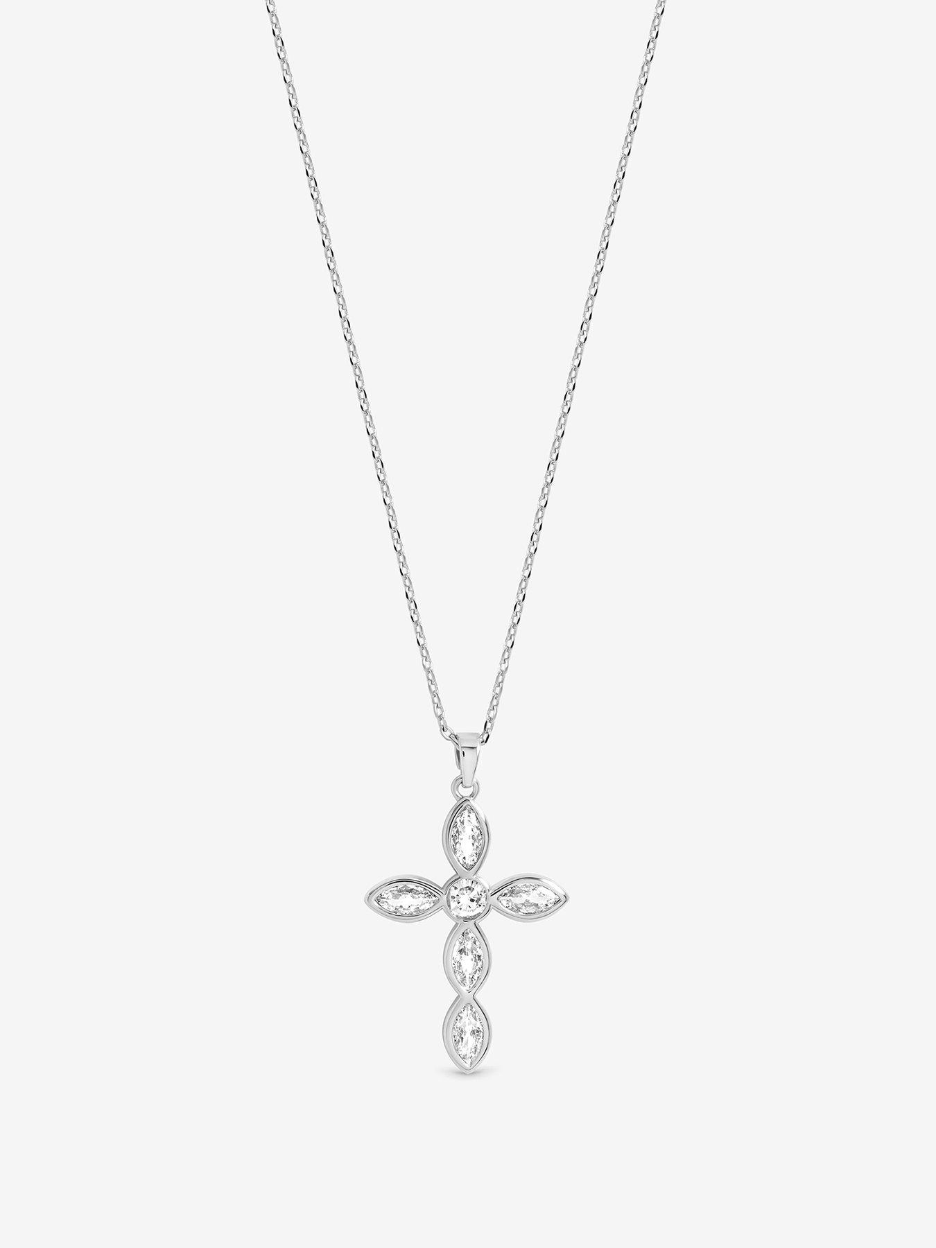 Image 1 of 3 of Inicio Silver Bezel Cross Necklace