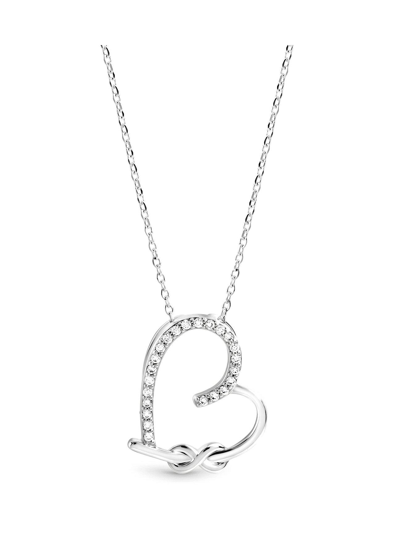 Image 1 of 3 of Inicio Inicio Silver Pave Open Heart Necklace