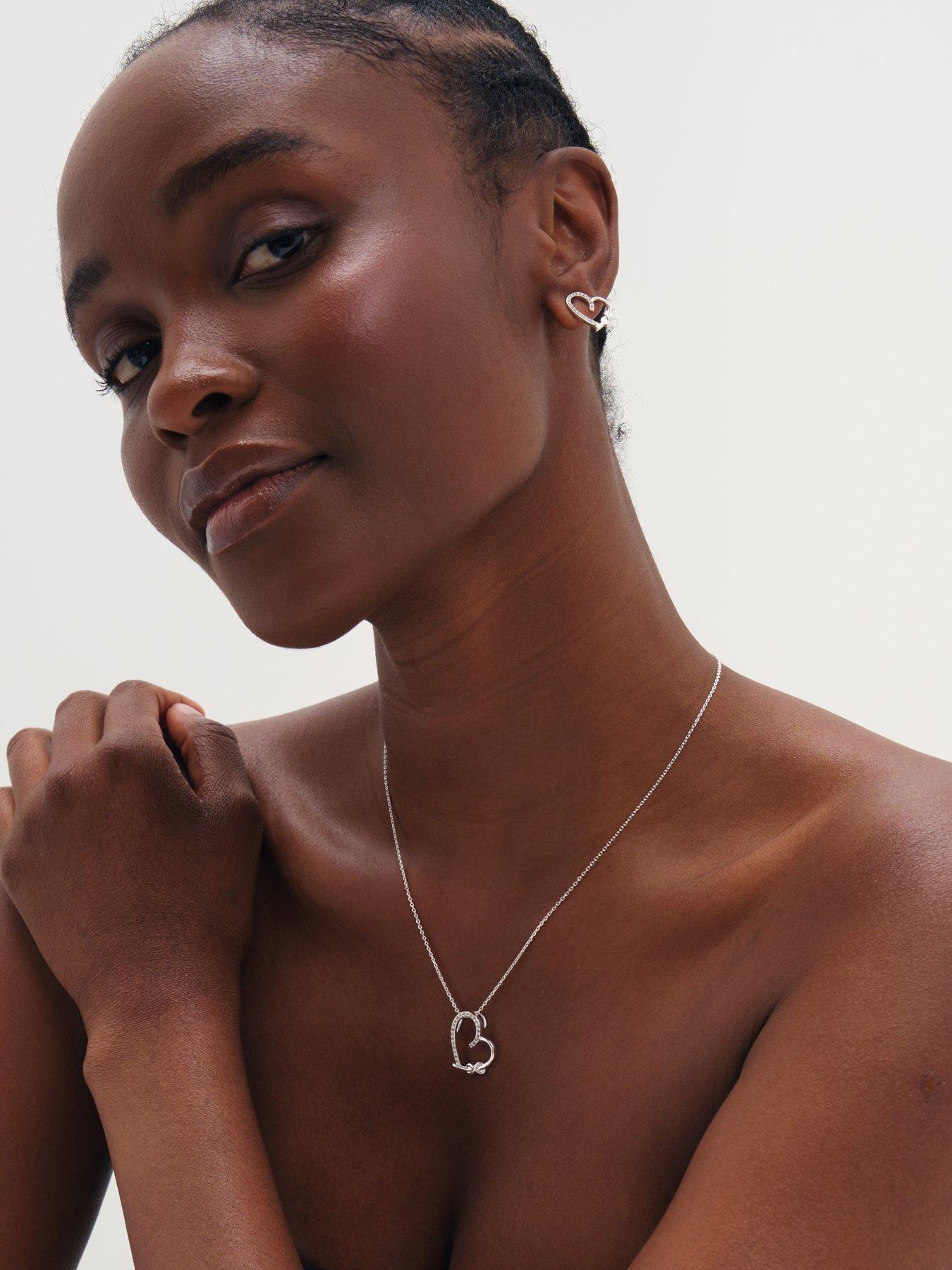 Image 3 of 3 of Inicio Inicio Silver Pave Open Heart Necklace