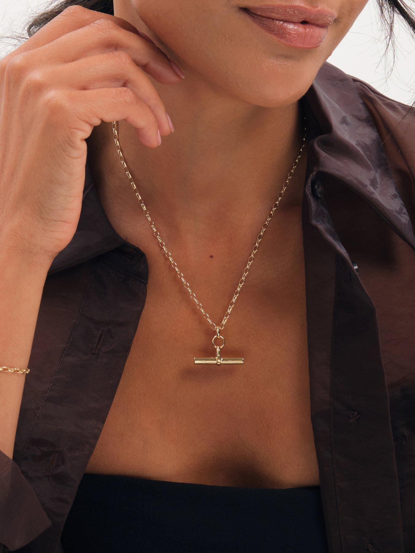 Image 2 of 3 of Inicio Gold T-Bar Necklace - Gift Pouch