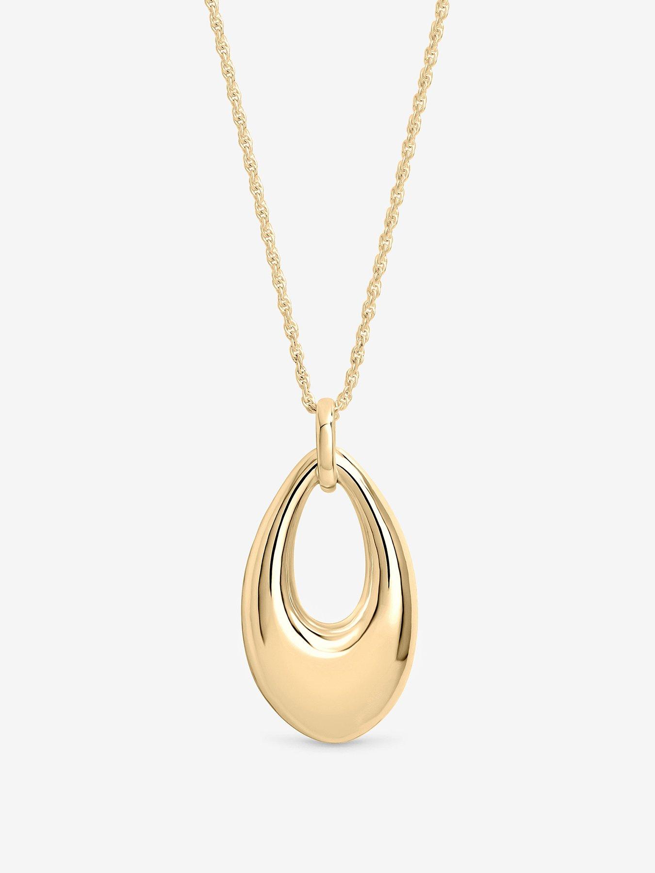 Inicio Inicio Gold Open Oval Long Polished Pendant - Gift Pouch