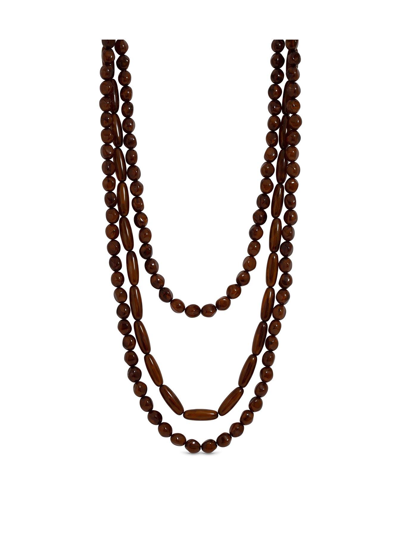 Image 1 of 3 of Mood Brown Beaded Multirow Necklace