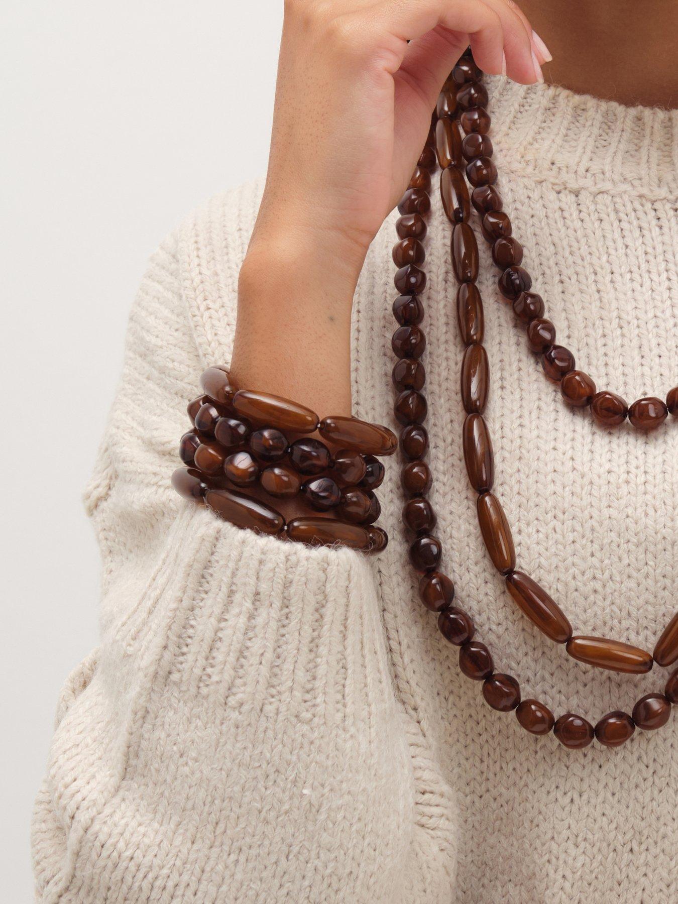 Image 3 of 3 of Mood Brown Beaded Multirow Necklace
