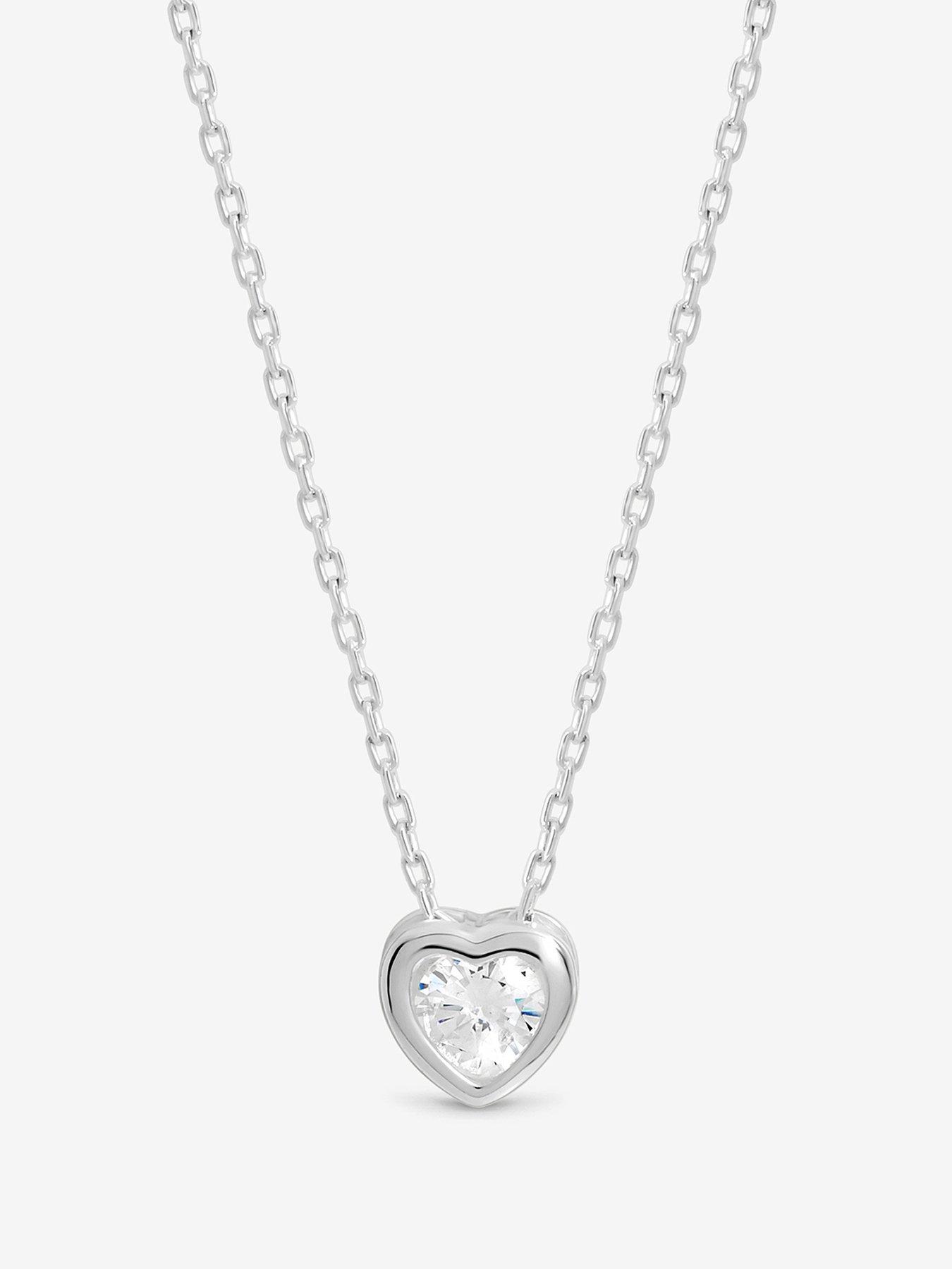 Jon Richard Simply Silver 925 Sterling Silver Bezel Heart Heart Necklace - Gift Pouch