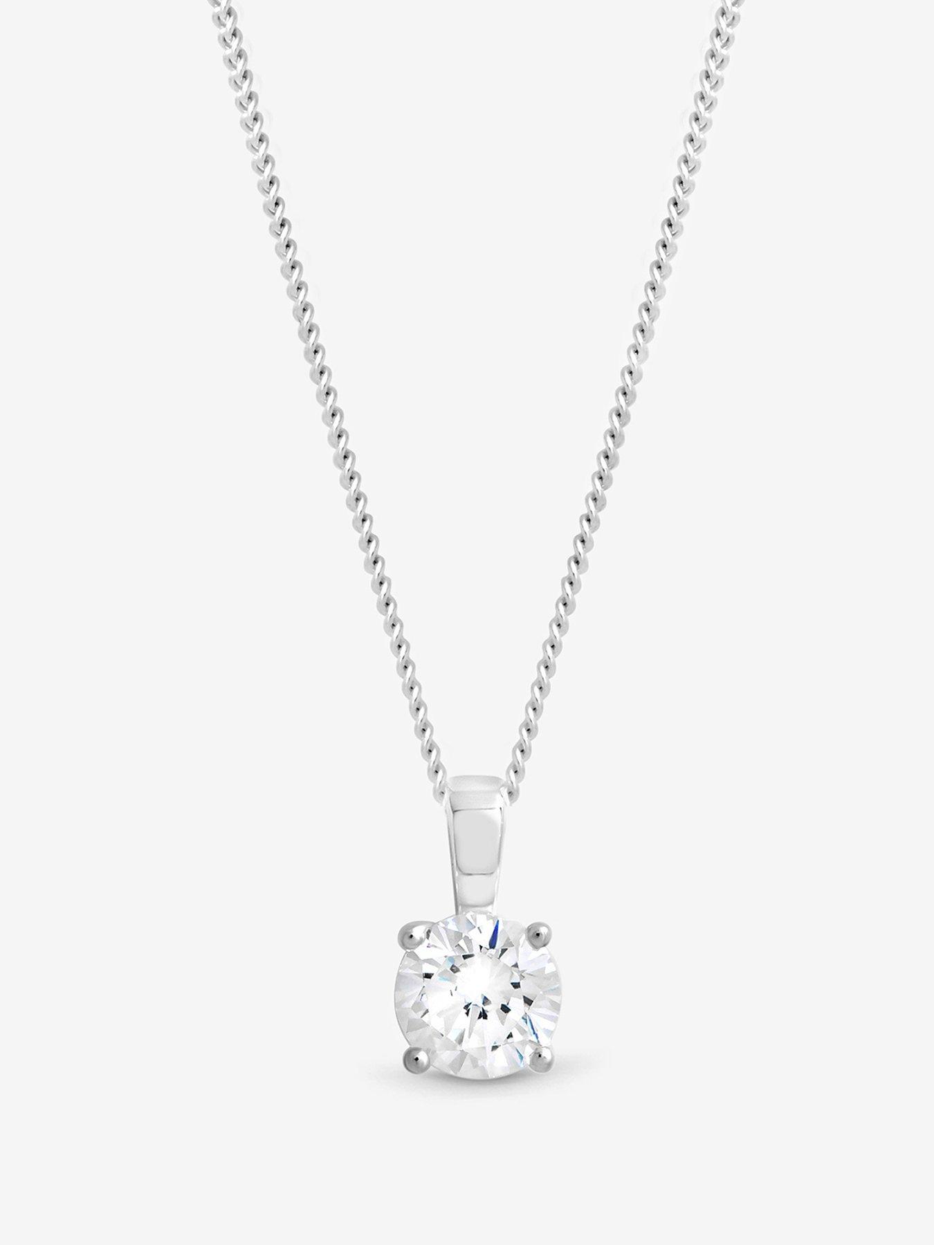 Image 1 of 1 of Jon Richard Simply Silver 925 Sterling Silver Cubic Zirconia Solitaire Pendant - Gift Pouch