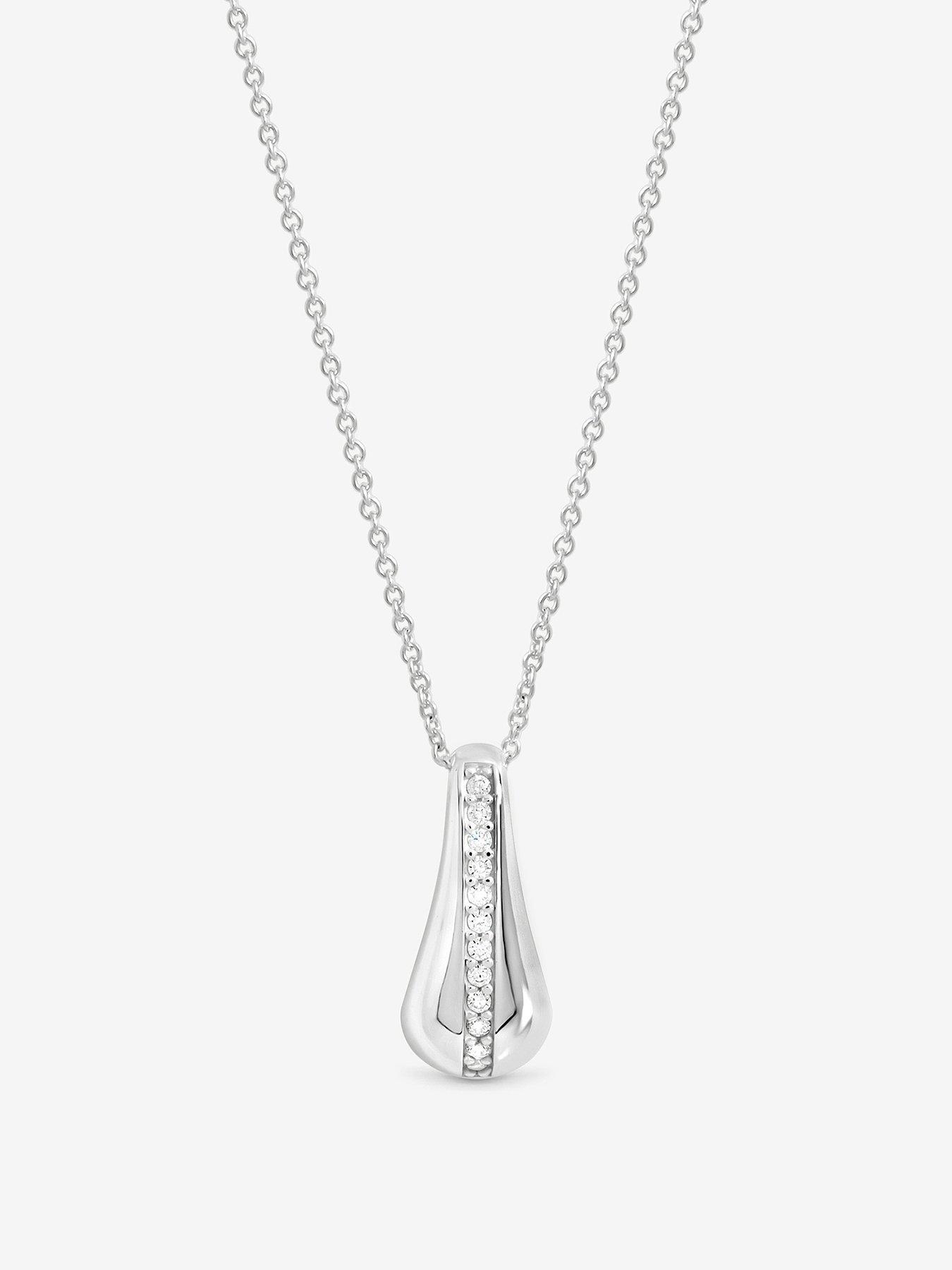 Jon Richard Simply Silver 925 Sterling Silver Pave Nugget Pendant - Gift Pouch
