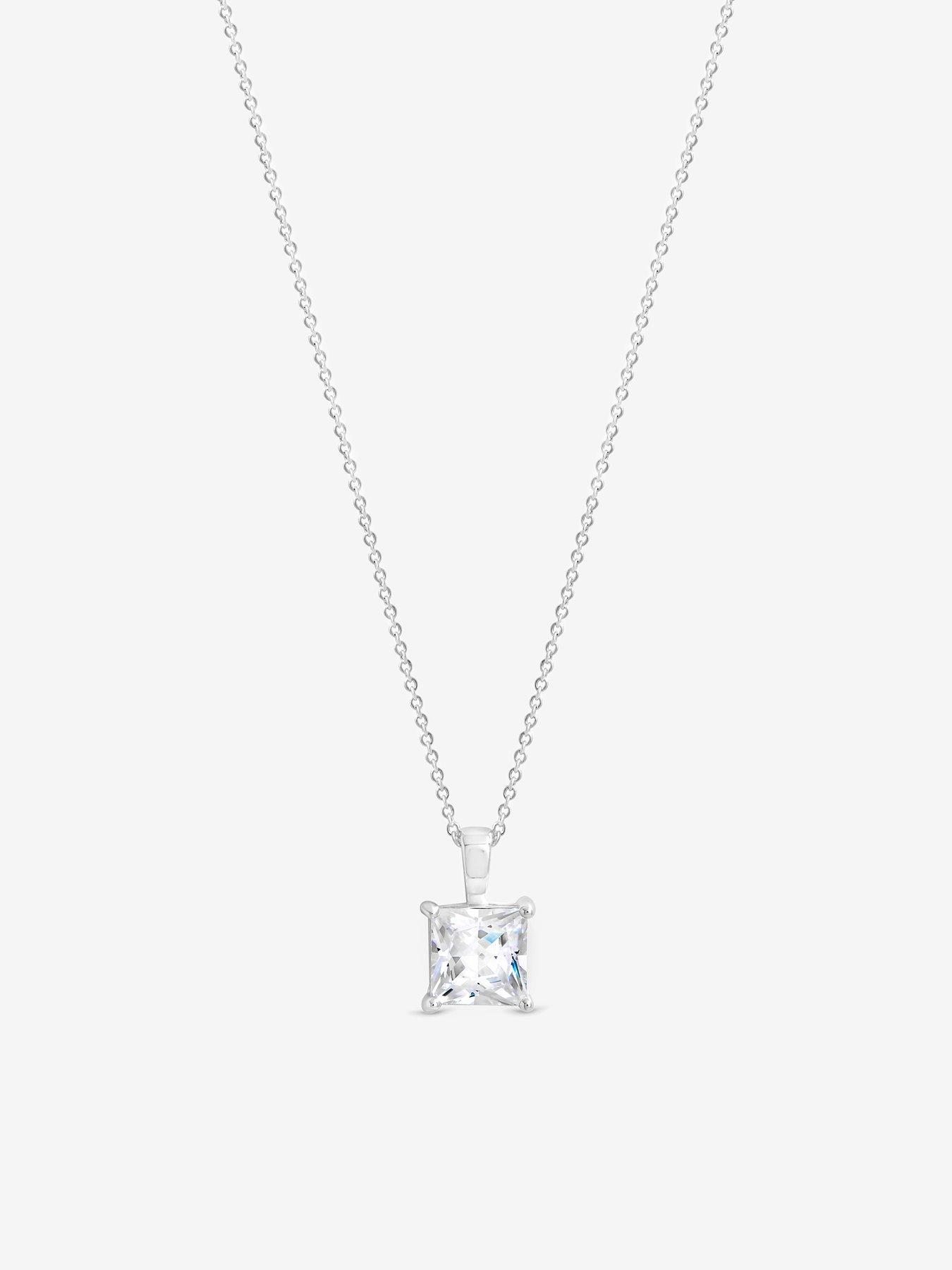 Image 3 of 5 of Simply Silver Simply Silver 925 Sterling Silver Princess Cut Pendant - Gift Pouch
