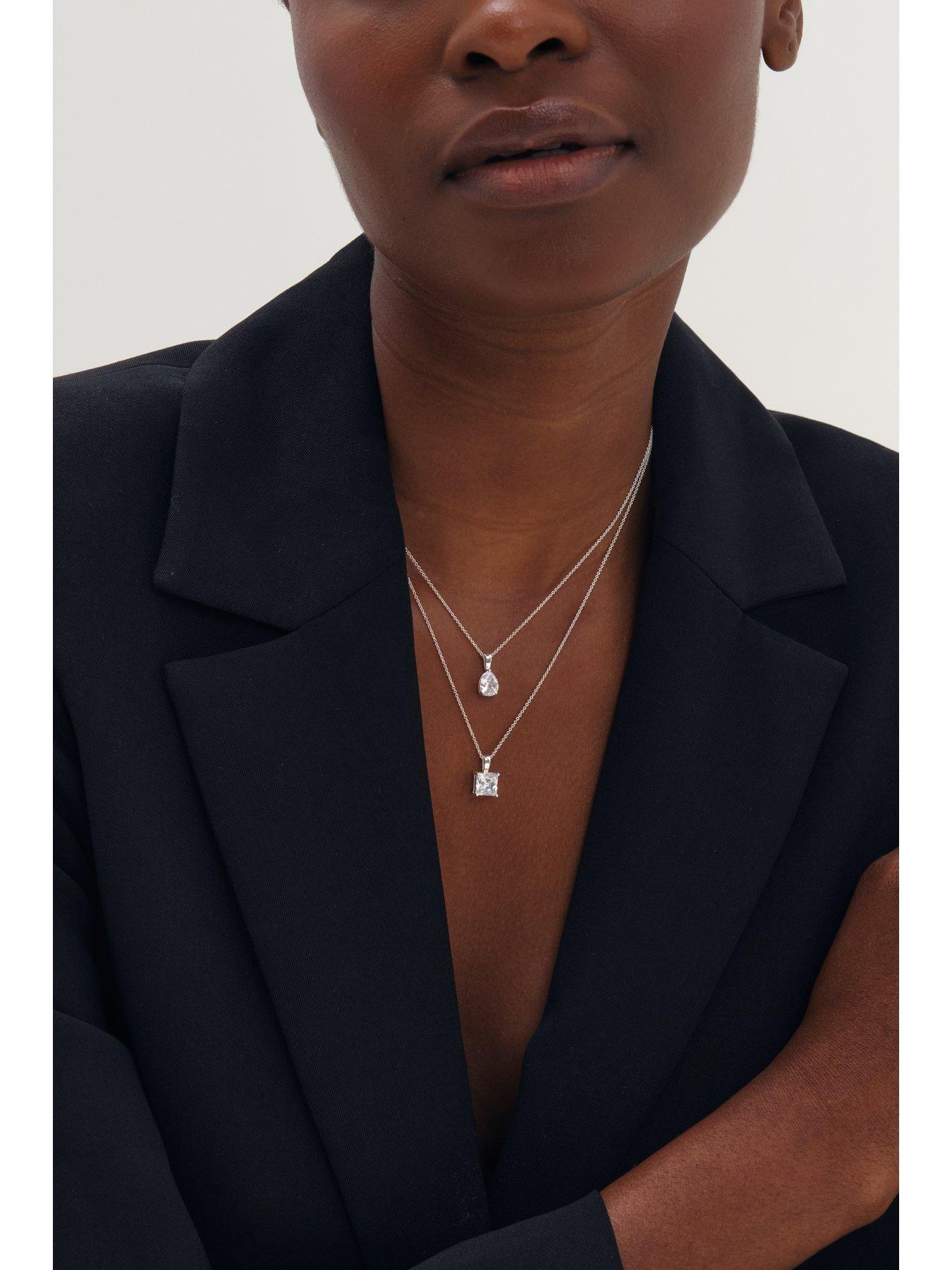 Image 5 of 5 of Simply Silver Simply Silver 925 Sterling Silver Princess Cut Pendant - Gift Pouch