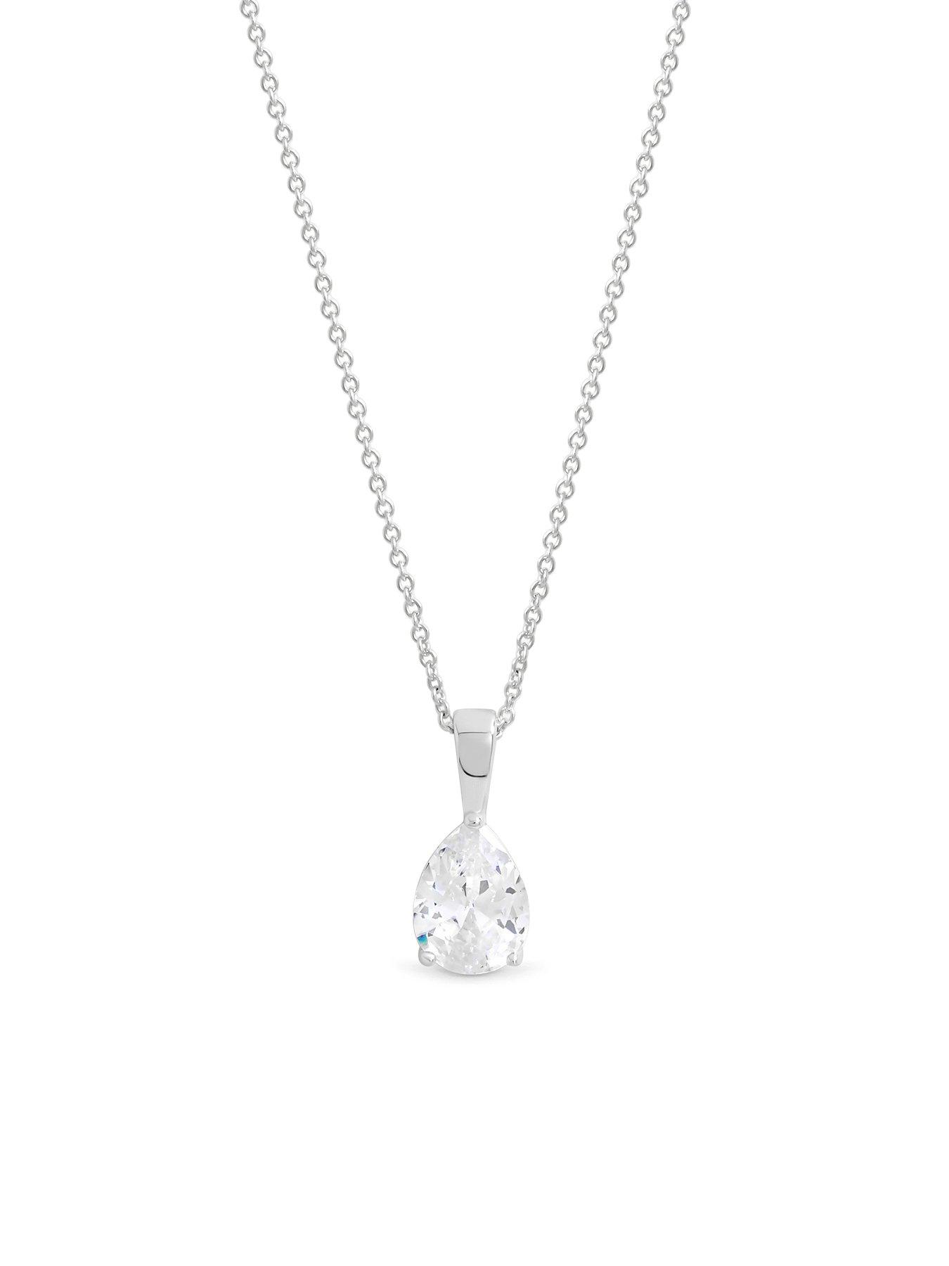 Image 2 of 3 of Jon Richard Simply Silver 925 Sterling Silver Pear Cut Pendant - Gift Pouch