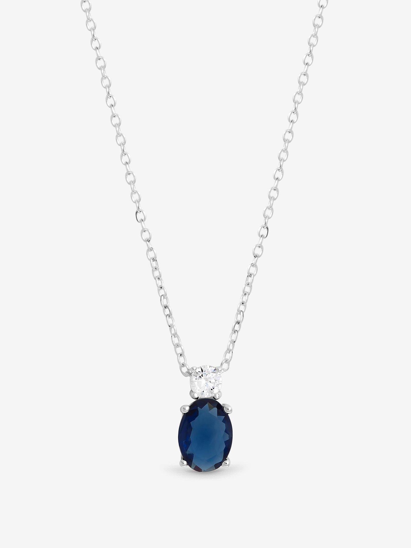 Image 1 of 1 of Simply Silver Simply Silver 925 Sterling Silver Sapphire Pendant - Gift Pouch